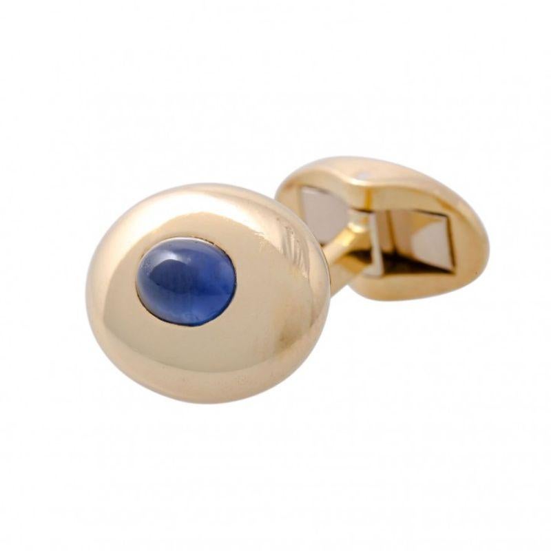 Modern Wempe Pair of Cufflinks with Sapphire Cabochons For Sale