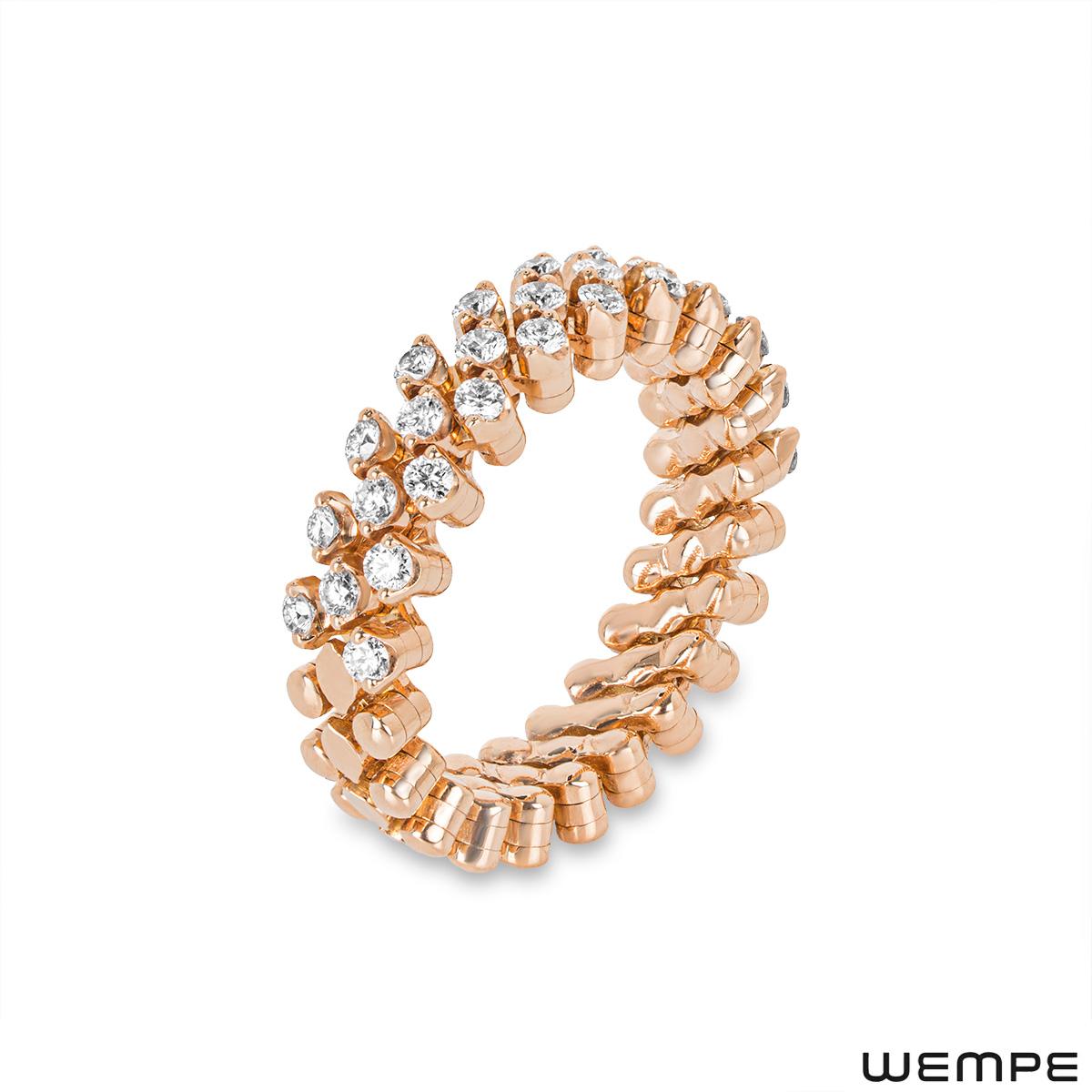 A beautiful 18k rose gold diamond half eternity ring by Wempe from the Serafino Consoli collection. The ring features three rows set to the top with 32 round brilliant cut diamonds with an approximate total weight of 0.58ct, predominately G colour