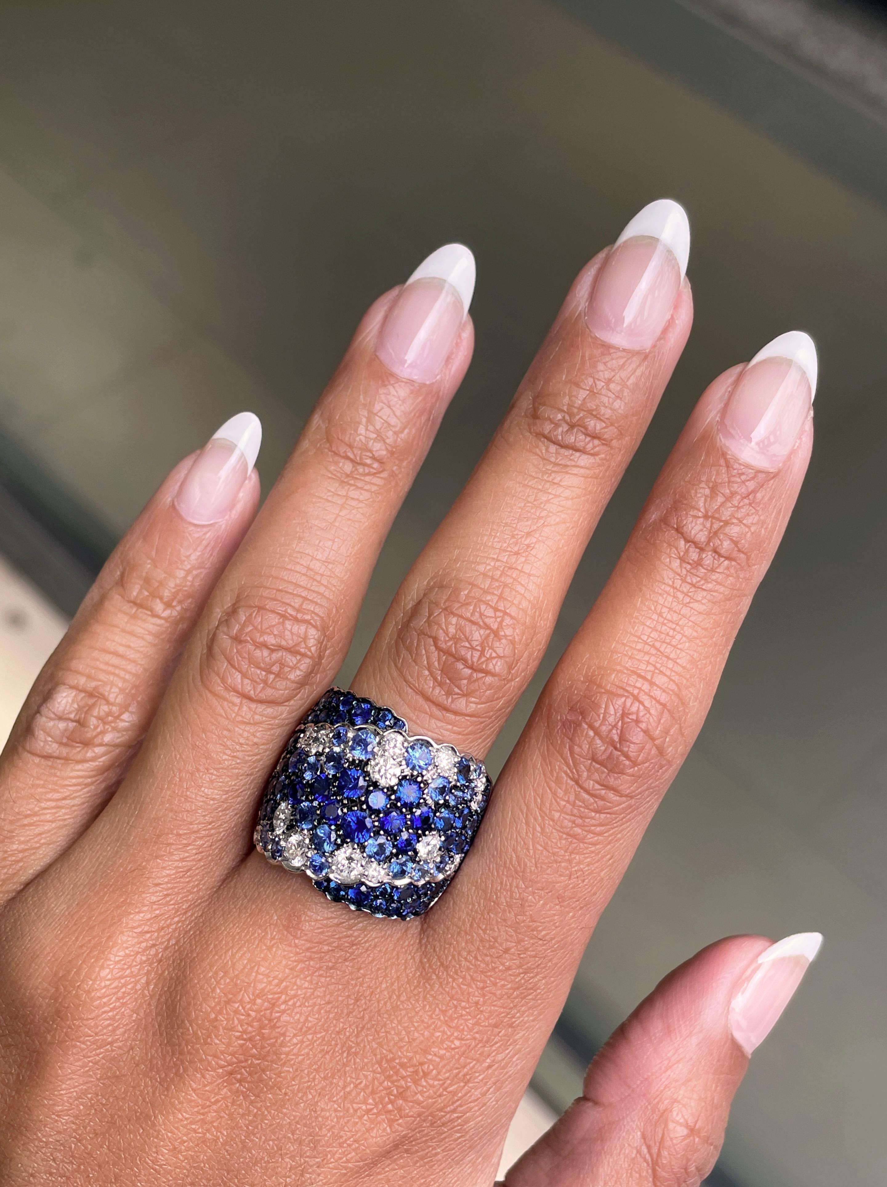Modern Wempe Sapphire and Diamond Cocktail Ring For Sale