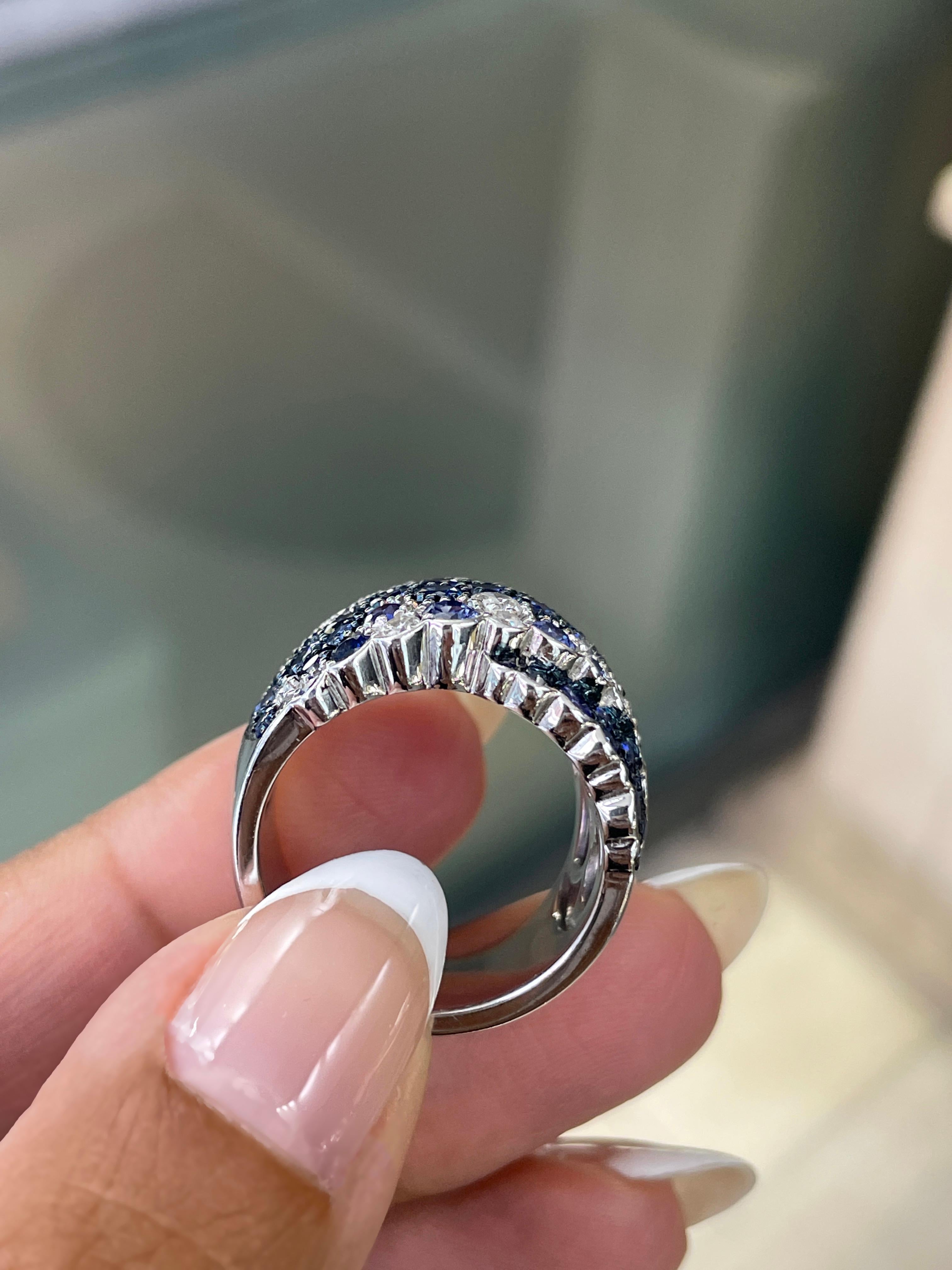 Wempe Sapphire and Diamond Cocktail Ring In Excellent Condition For Sale In London, GB