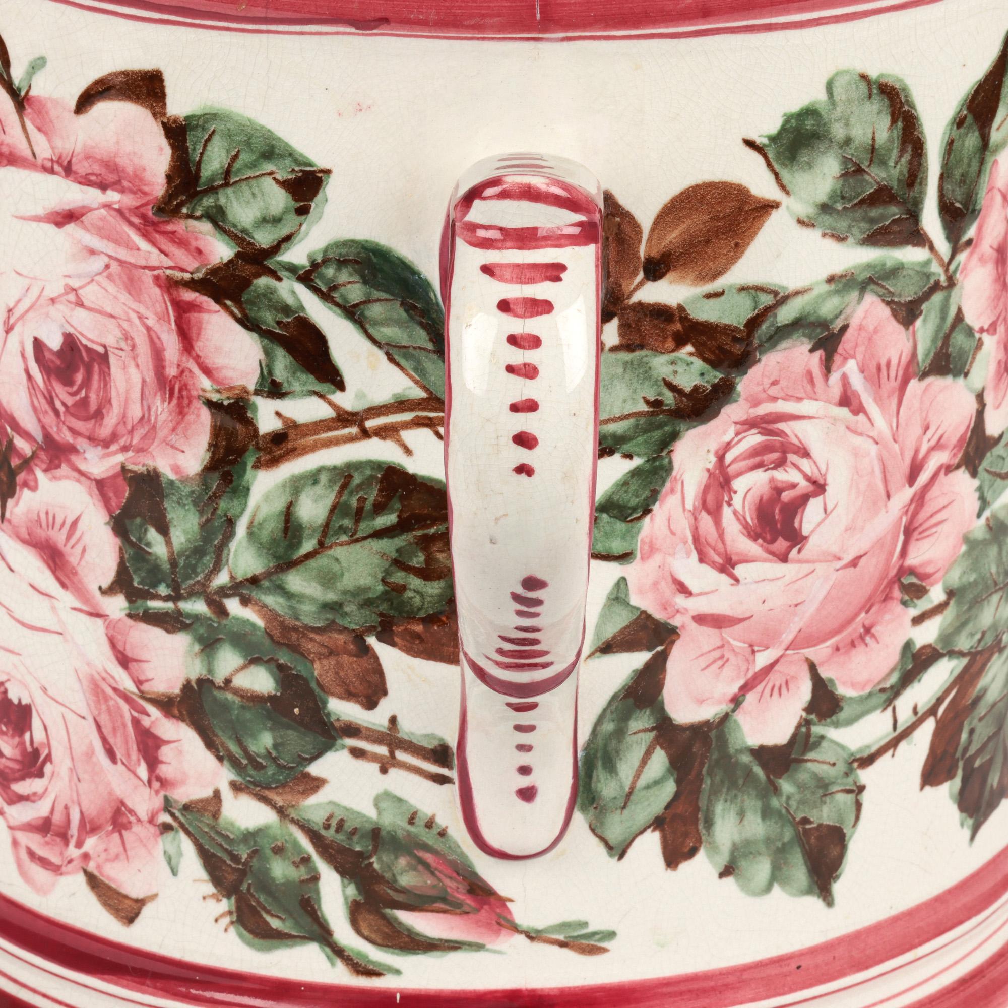 Wemyss Scottish Cabbage Rose Decorated Large Three Handled Pottery Tyg 9