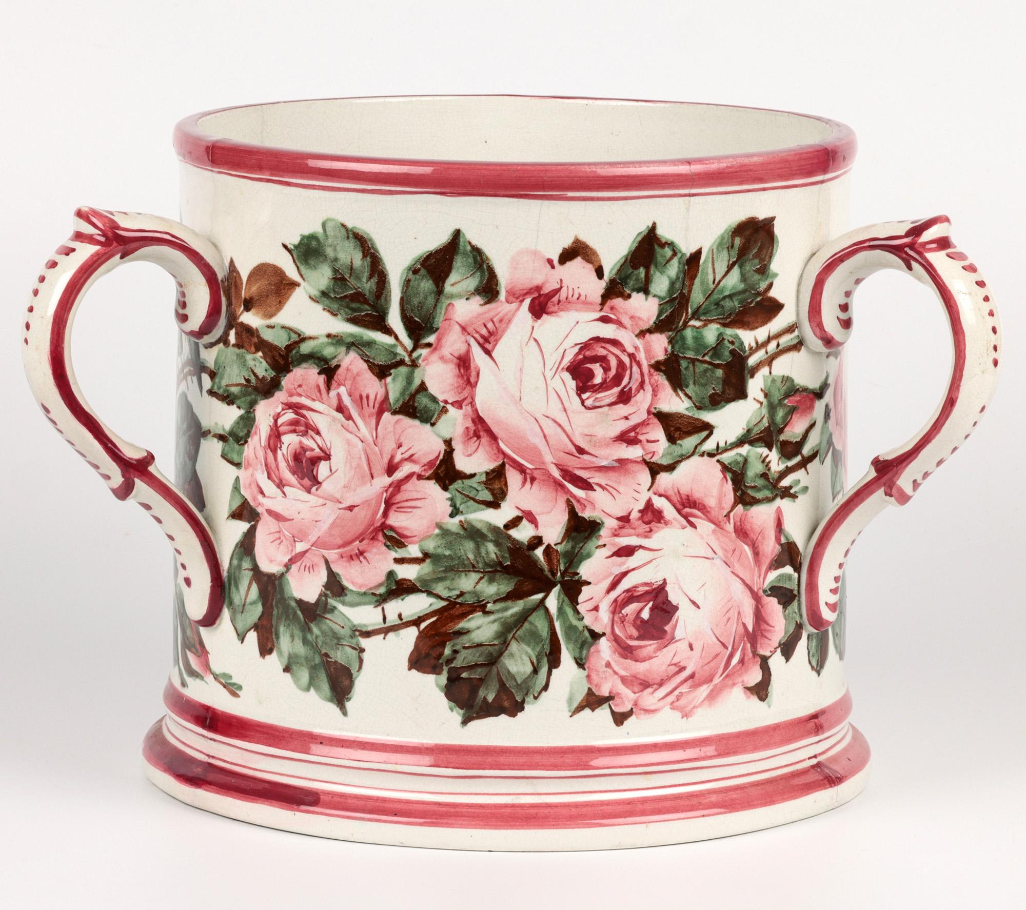 Wemyss Scottish Cabbage Rose Decorated Large Three Handled Pottery Tyg 10
