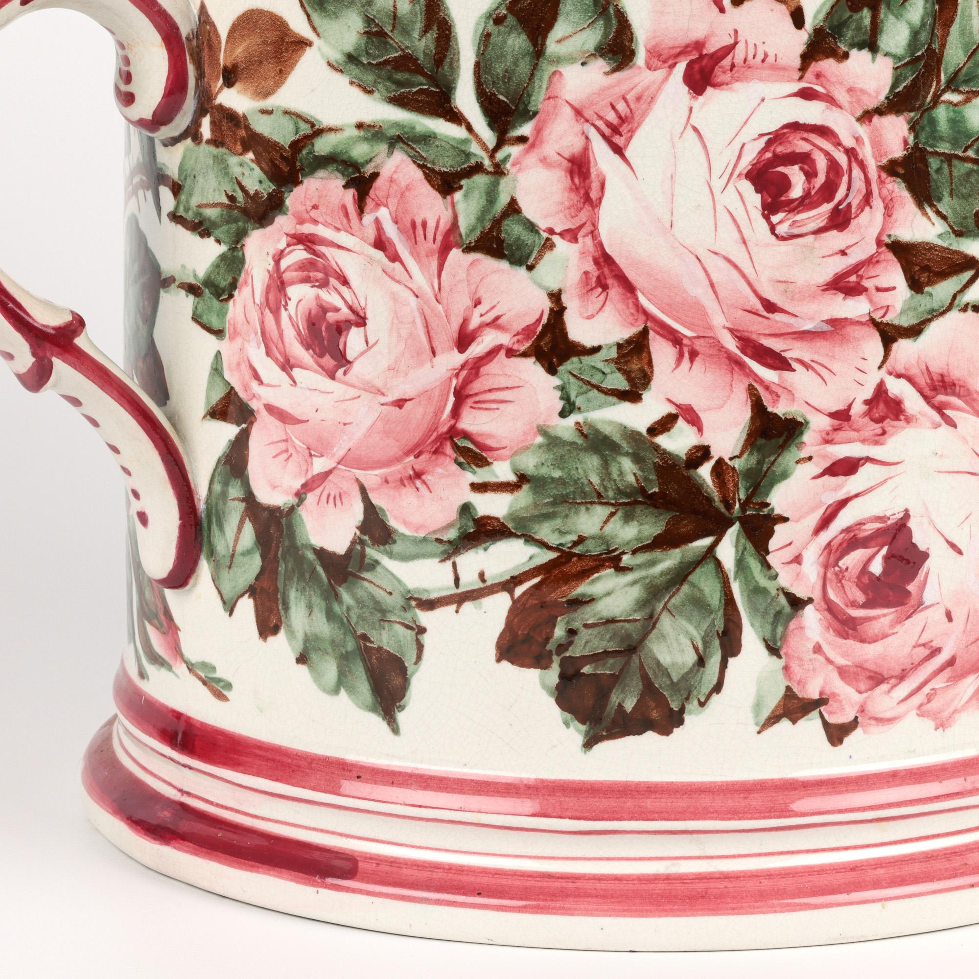 Wemyss Scottish Cabbage Rose Decorated Large Three Handled Pottery Tyg 2