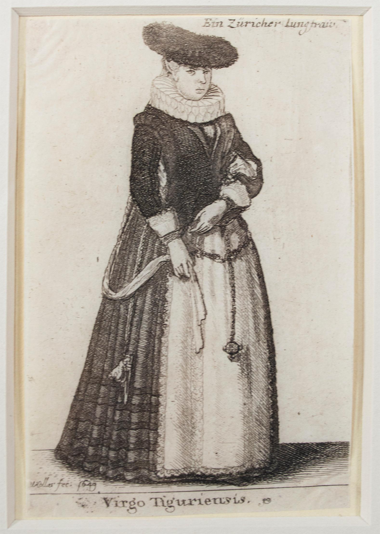 Four original etchings of women from 'Aula Veneris' series by Wenceslaus Hollar For Sale 1