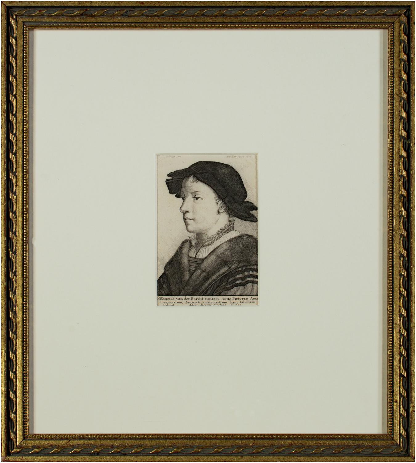 'Portrait of Henrico van der Borcht, ' original W. Hollar engraving after Holbein - Print by Wenceslaus Hollar