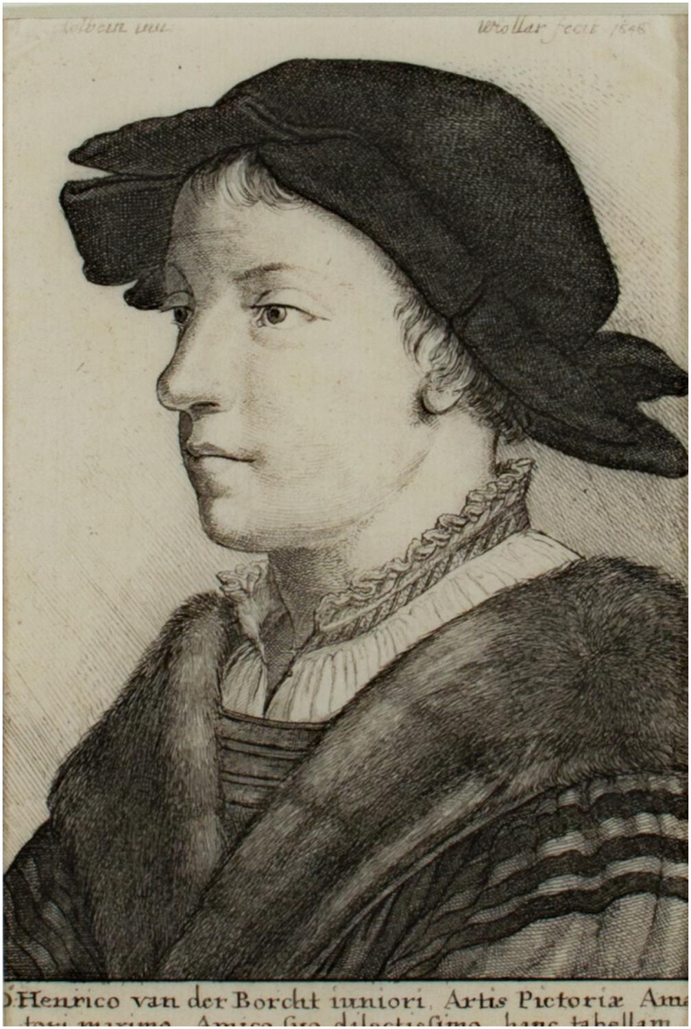 'Portrait of Henrico van der Borcht,' original W. Hollar engraving after Holbein