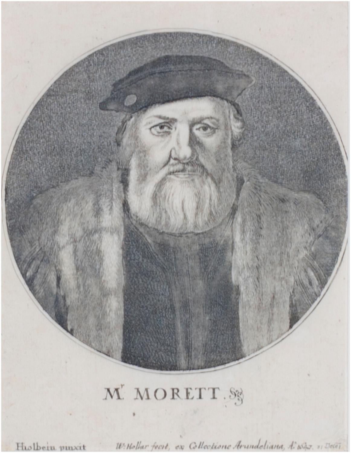 'Portrait of M. Morett,' original Wenceslaus Hollar engraving after Hans Holbein