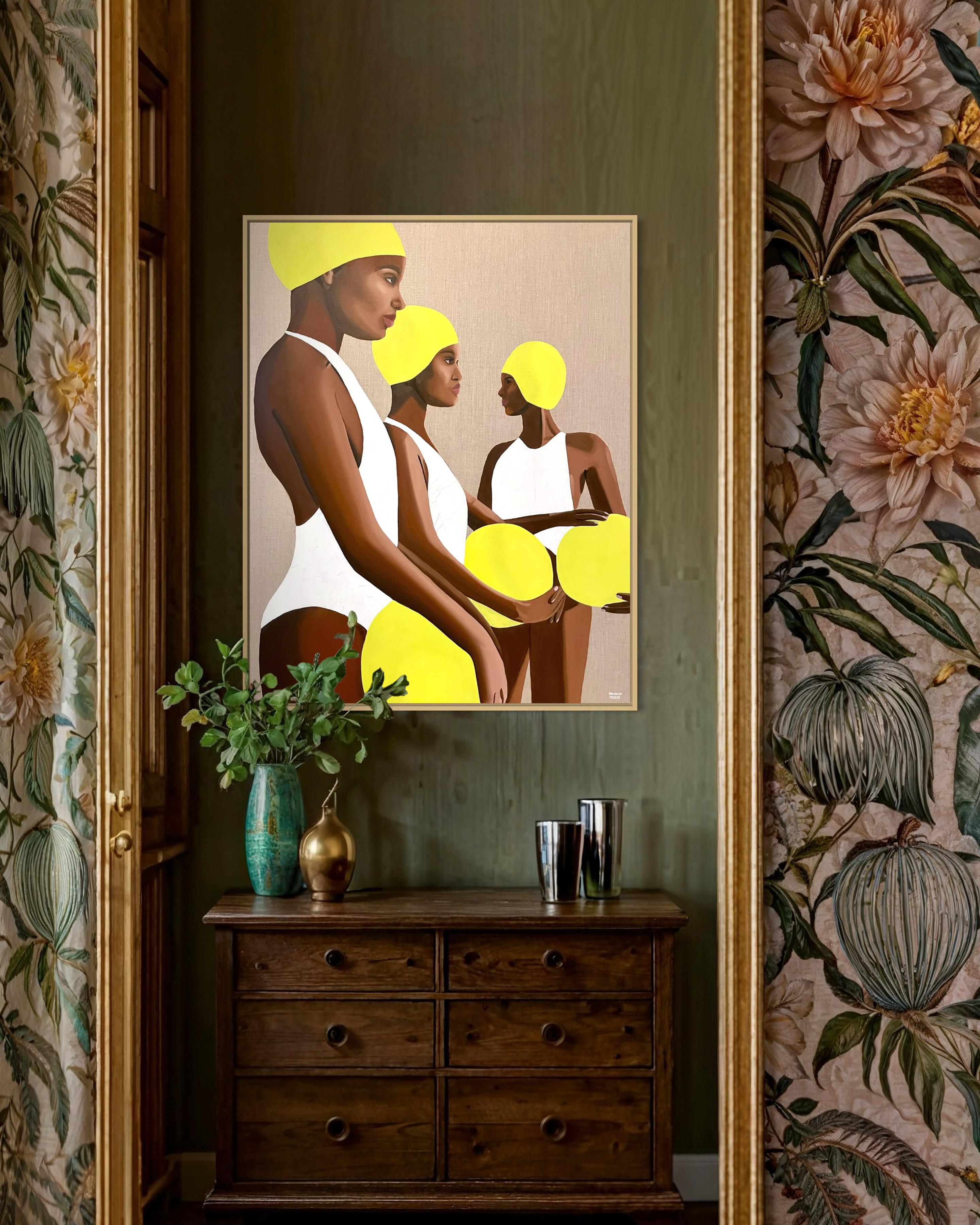 3 Beachballers - Acryl und Öl auf Leinwand im Angebot 8