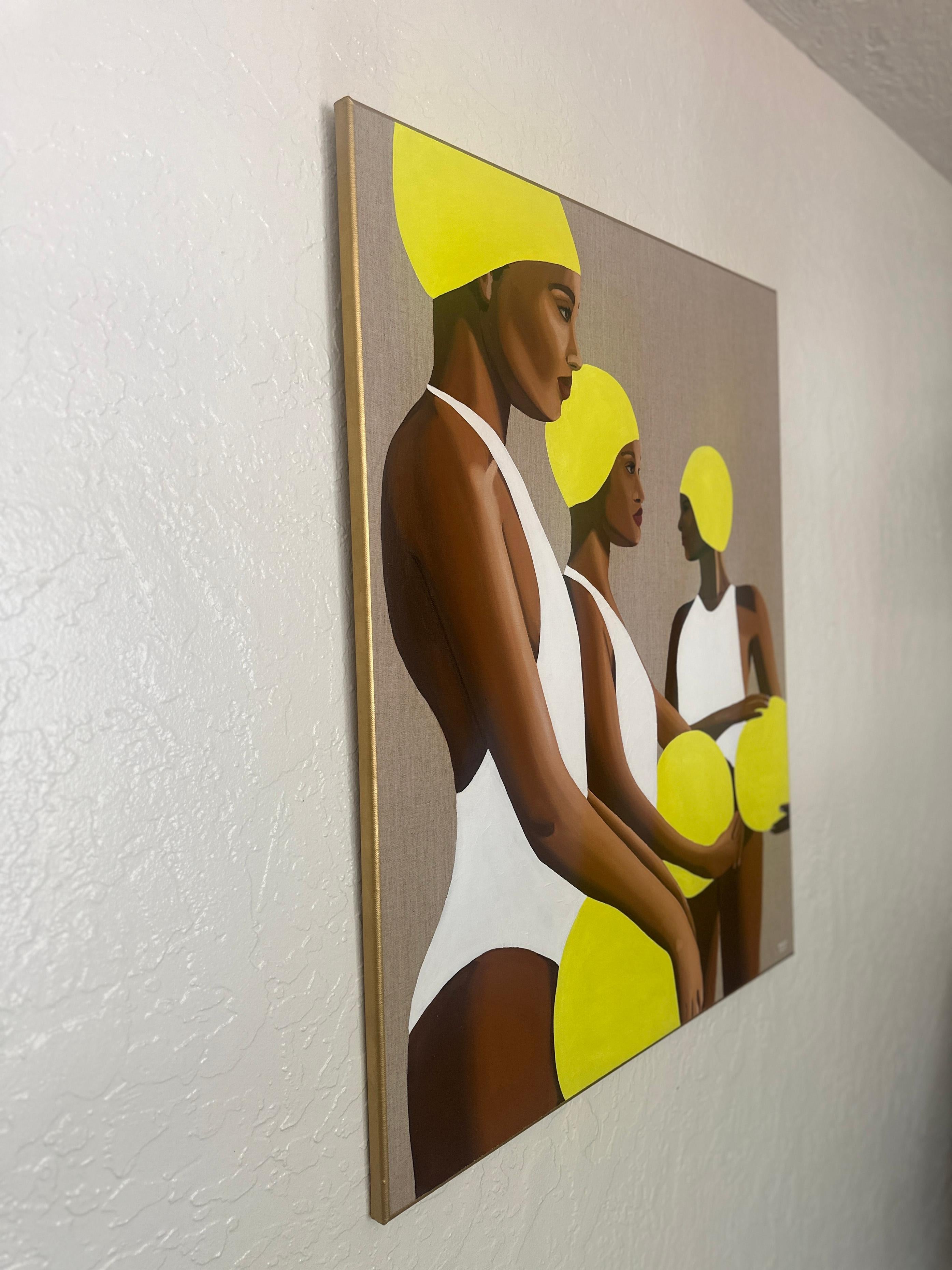 3 Beachballers - Acryl und Öl auf Leinwand (Zeitgenössisch), Painting, von Wencke Uhl