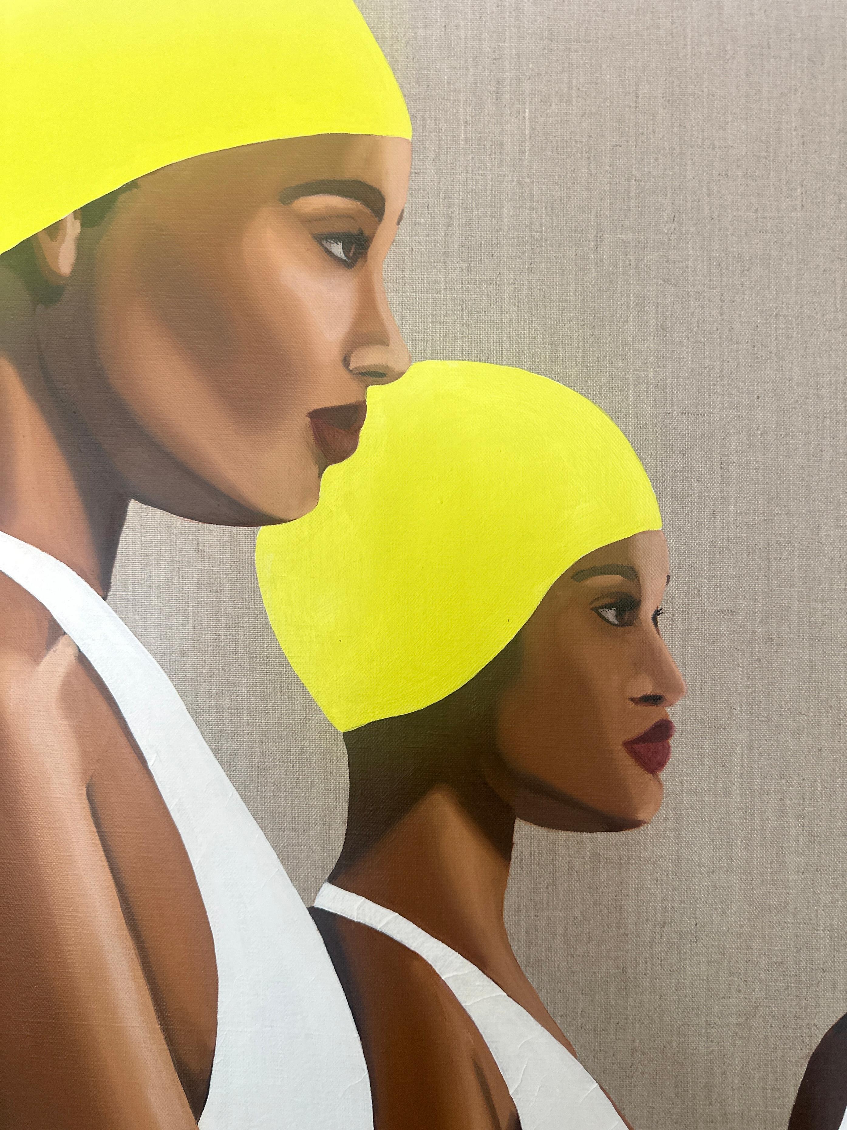 3 Beachballers - Acryl und Öl auf Leinwand im Angebot 1