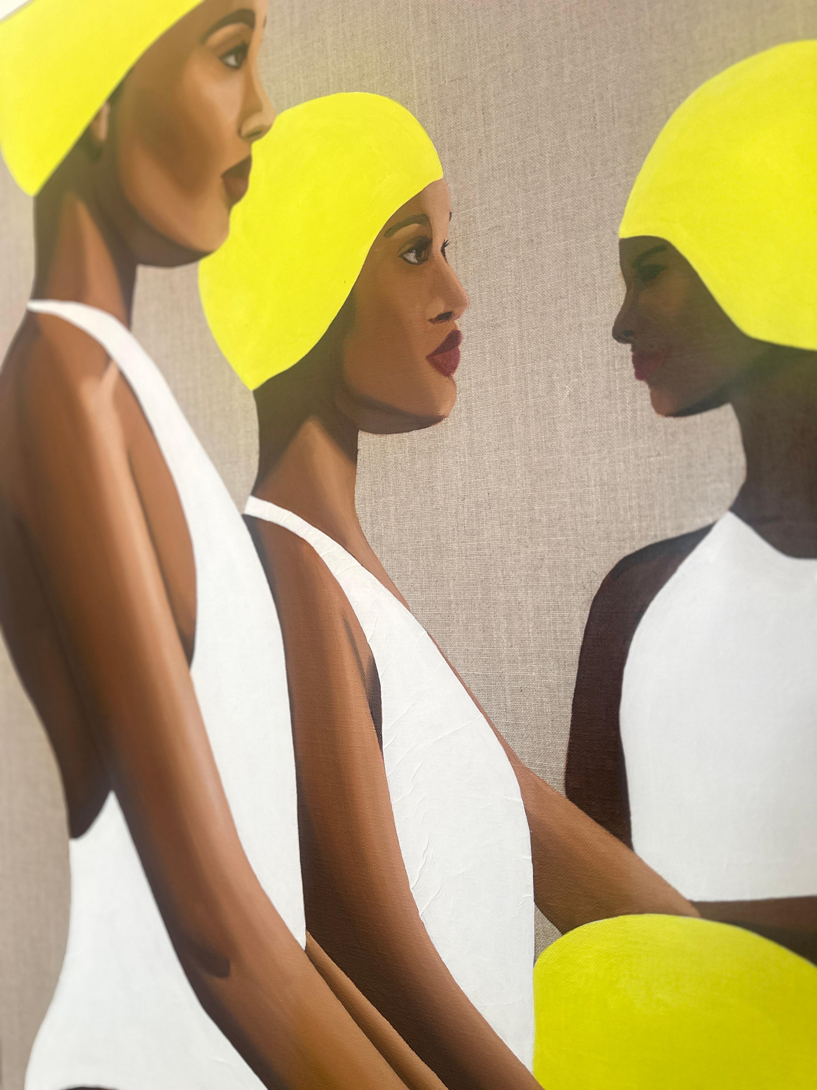 3 Beachballers - Acryl und Öl auf Leinwand im Angebot 2