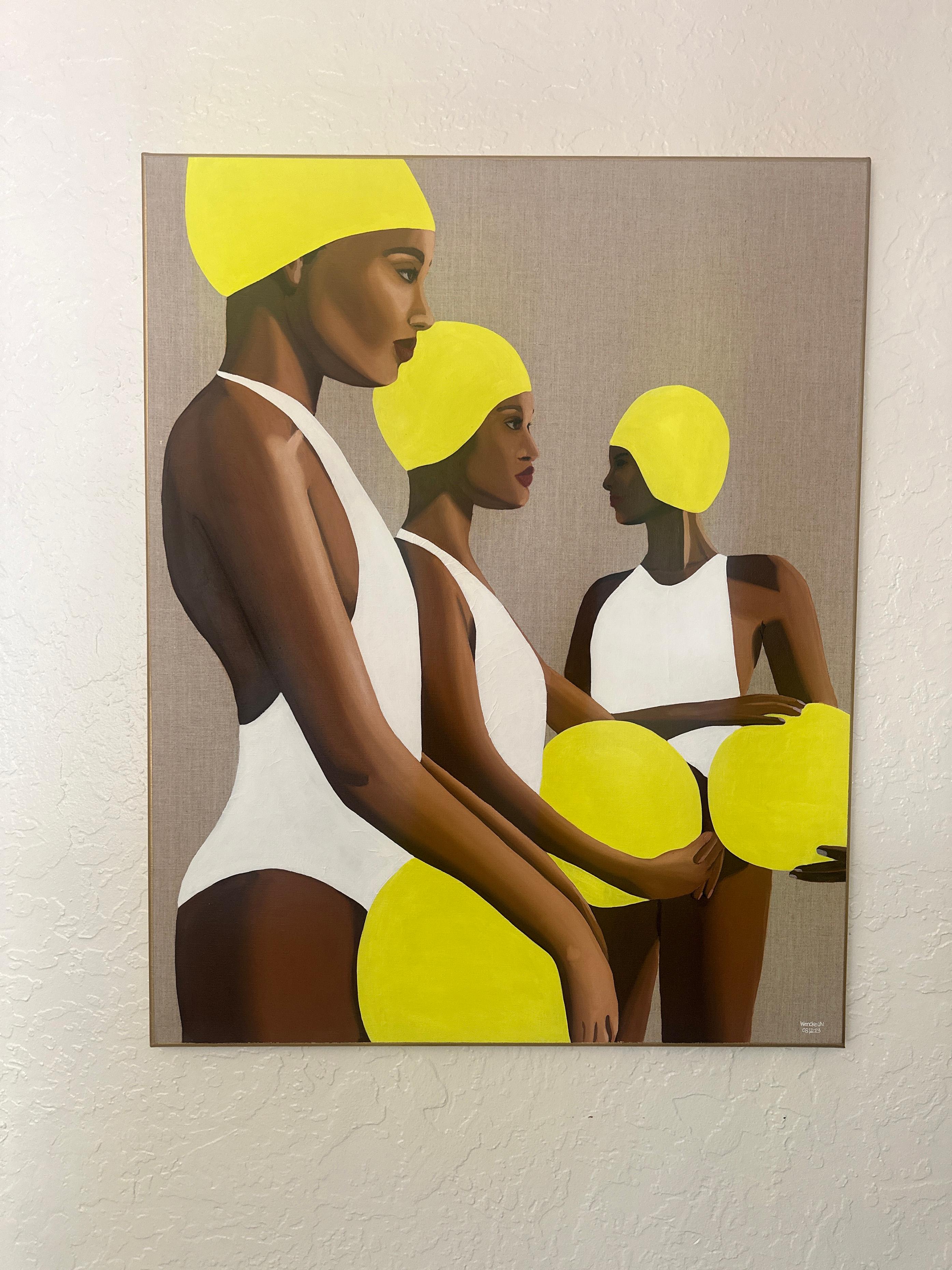 3 Beachballers - Acryl und Öl auf Leinwand im Angebot 3