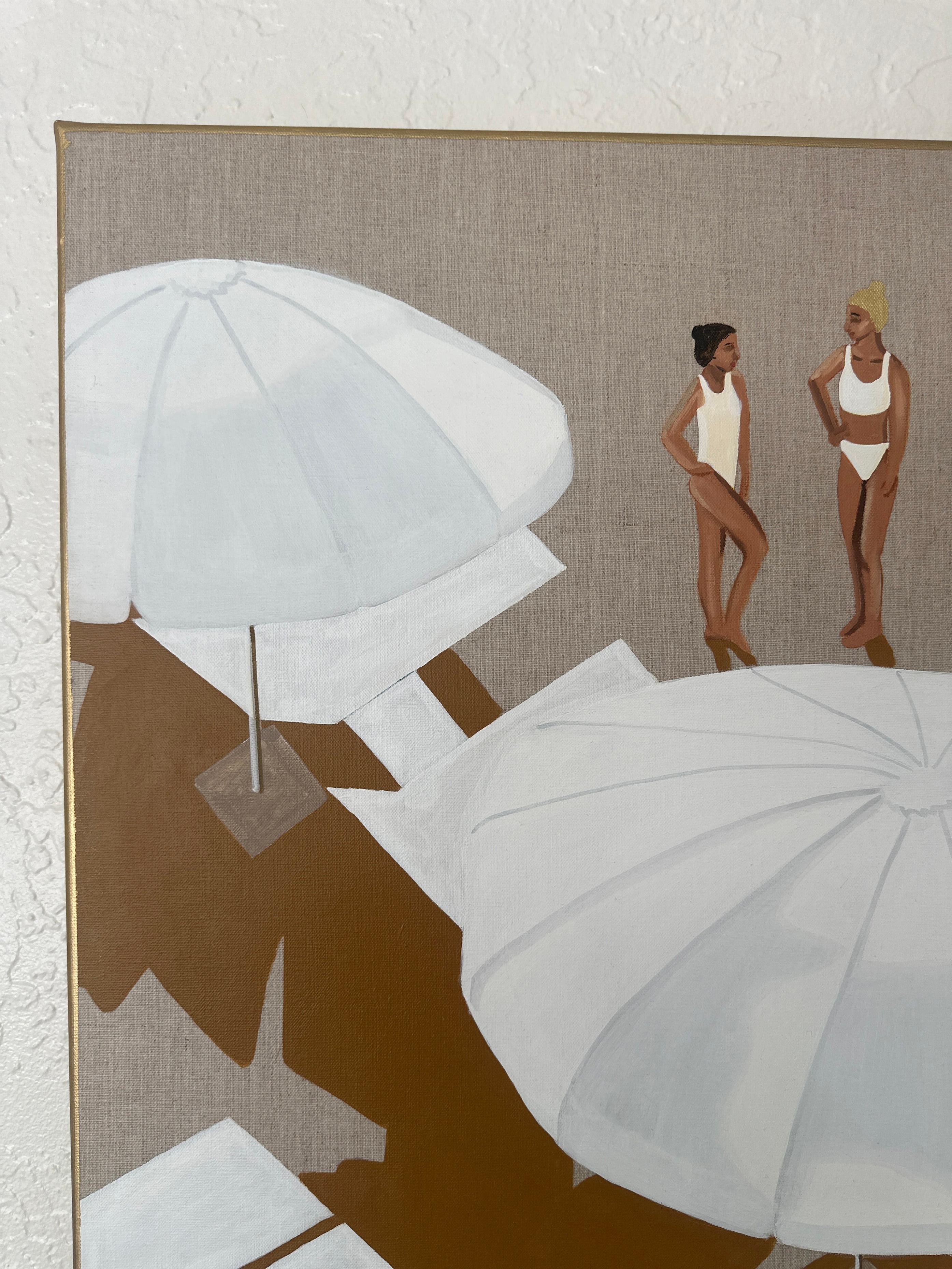 Bathers at the Beach - acrylic and oil on canvas - Painting by Wencke Uhl