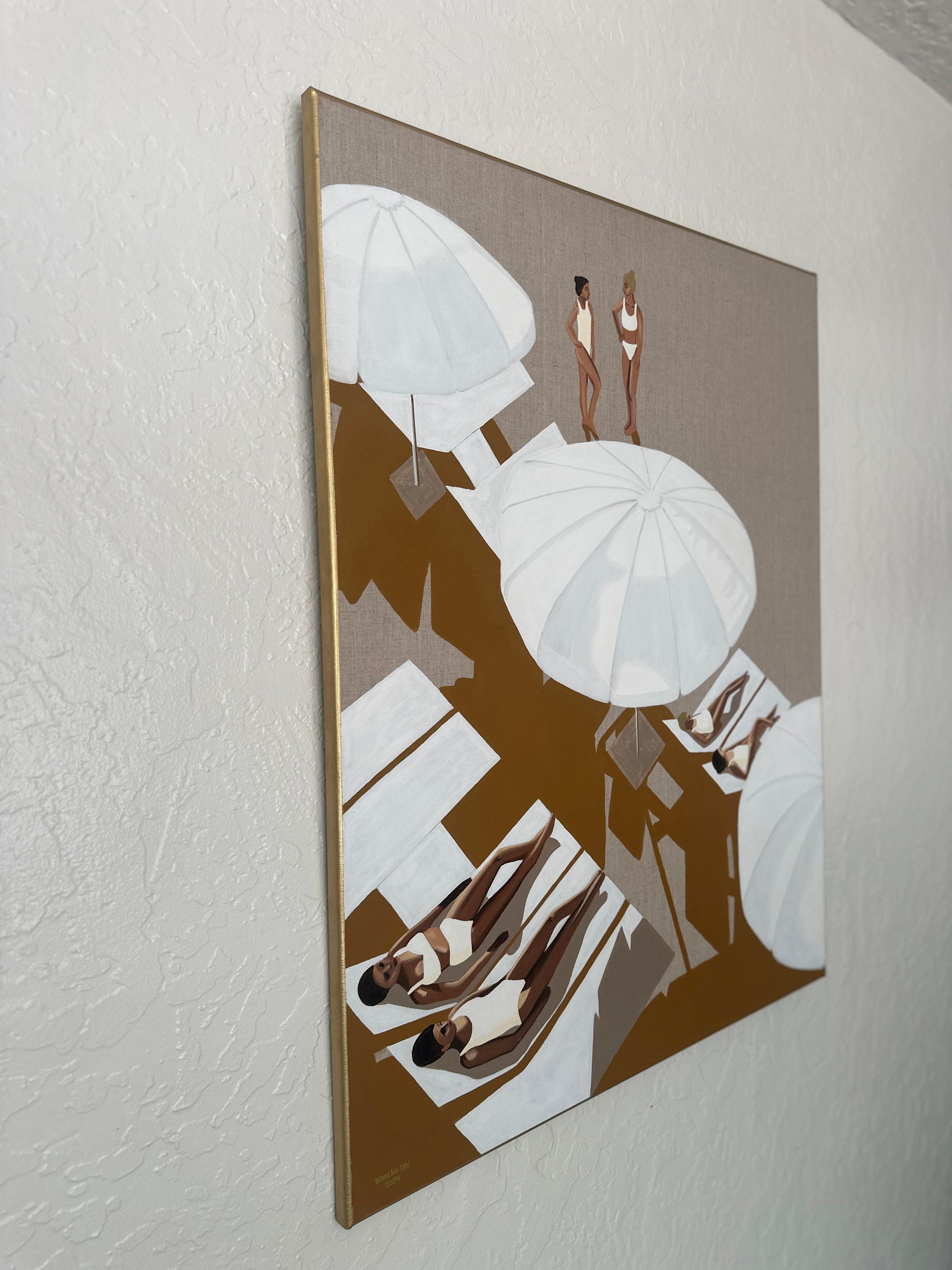 Bathers at the Beach - acrylic and oil on canvas - Contemporary Painting by Wencke Uhl