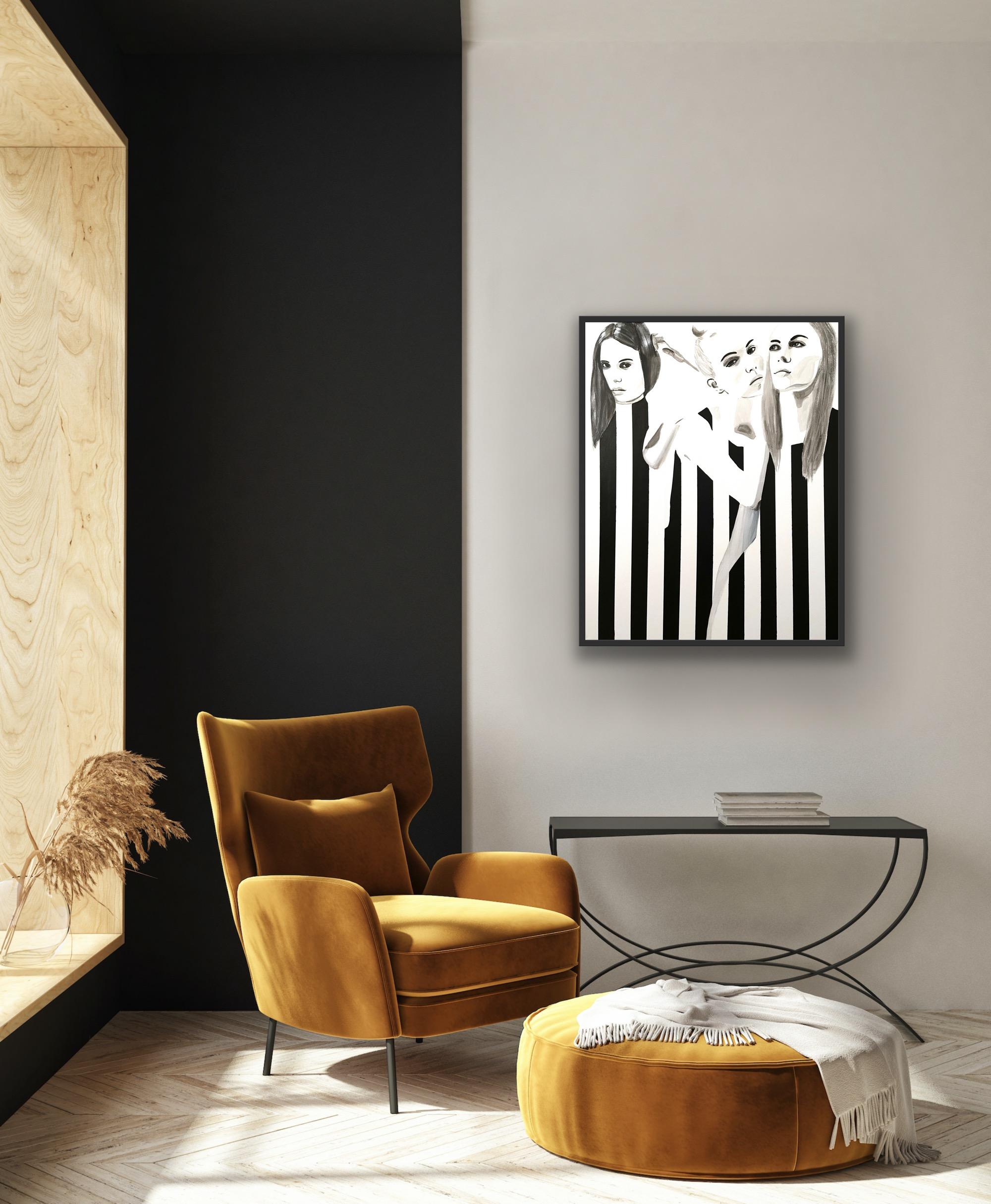 Haute Couture ***framed*** - Black Abstract Painting by Wencke Uhl