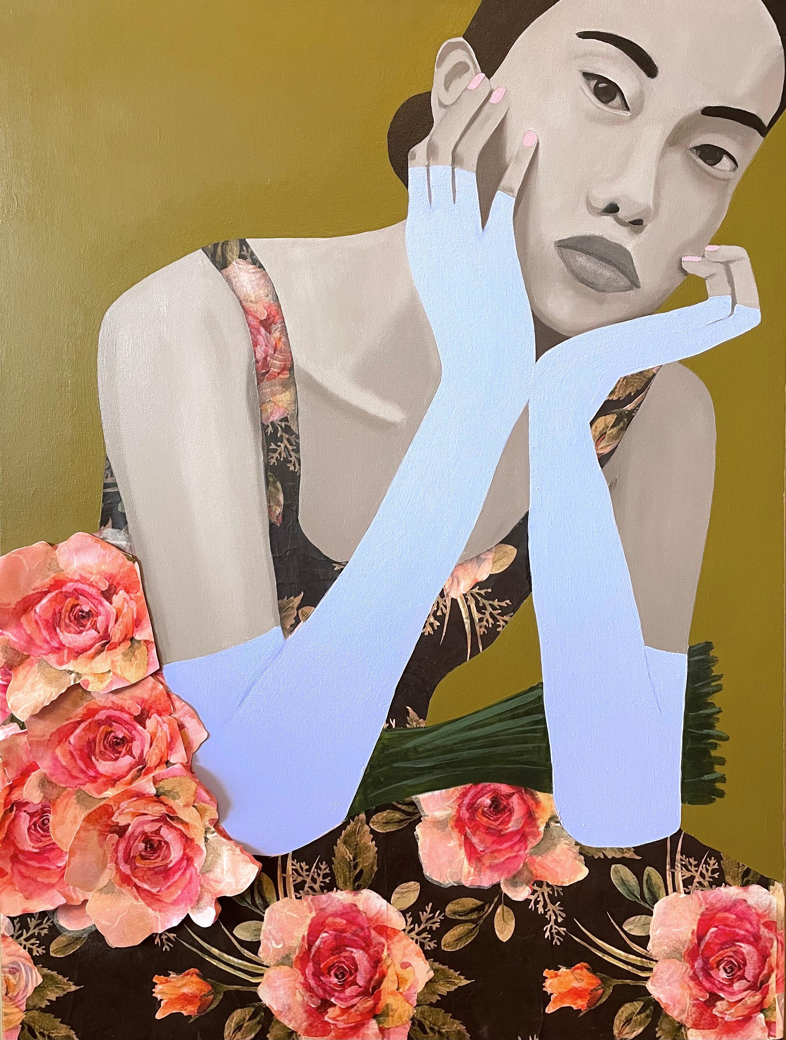 Wencke Uhl Figurative Painting – Ich kann mir selbst Blumen kaufen. Pfingstrosen