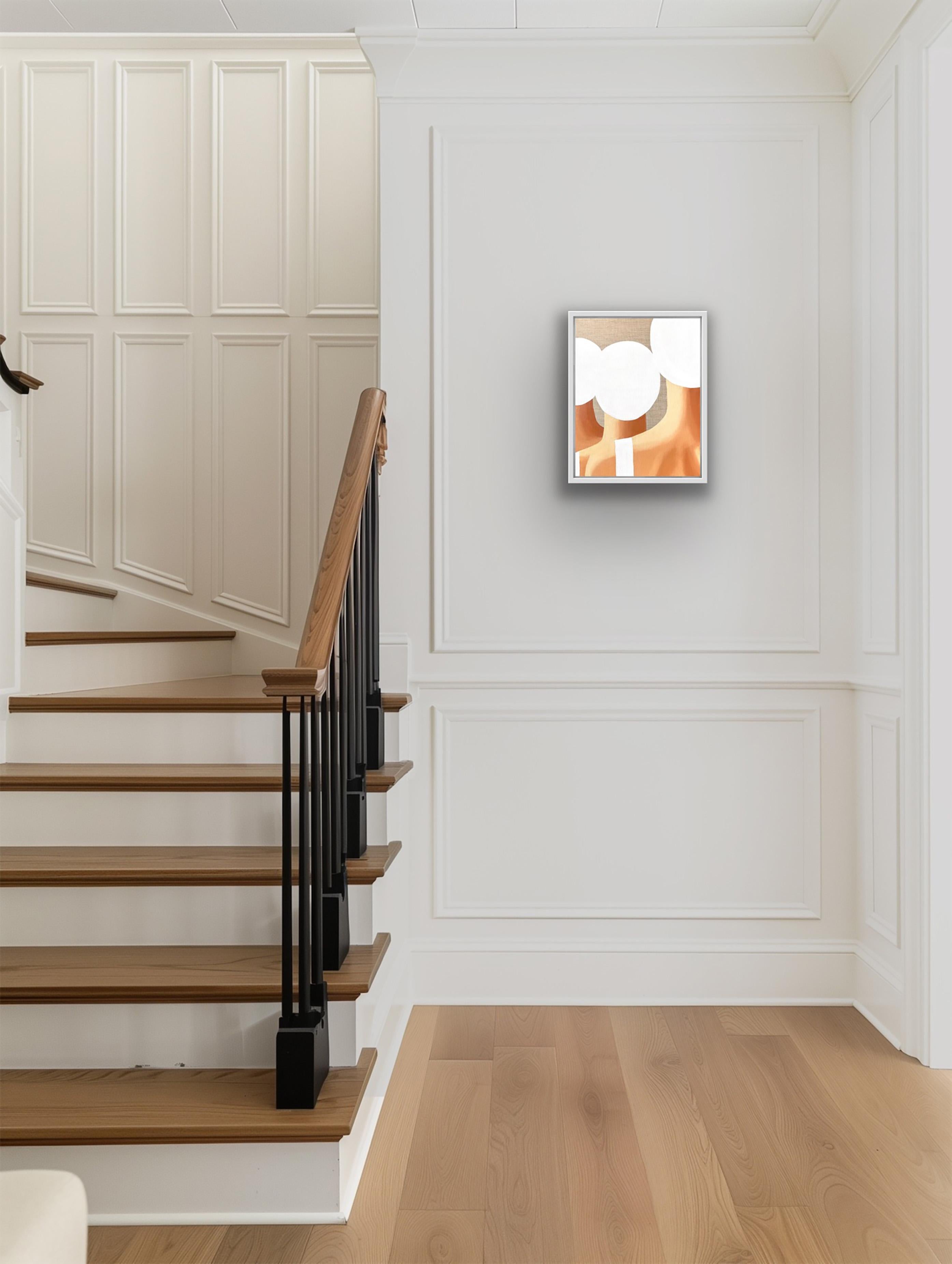 Three Swimmers from the Back - acrylic and oil on canvas - Beige Figurative Painting by Wencke Uhl