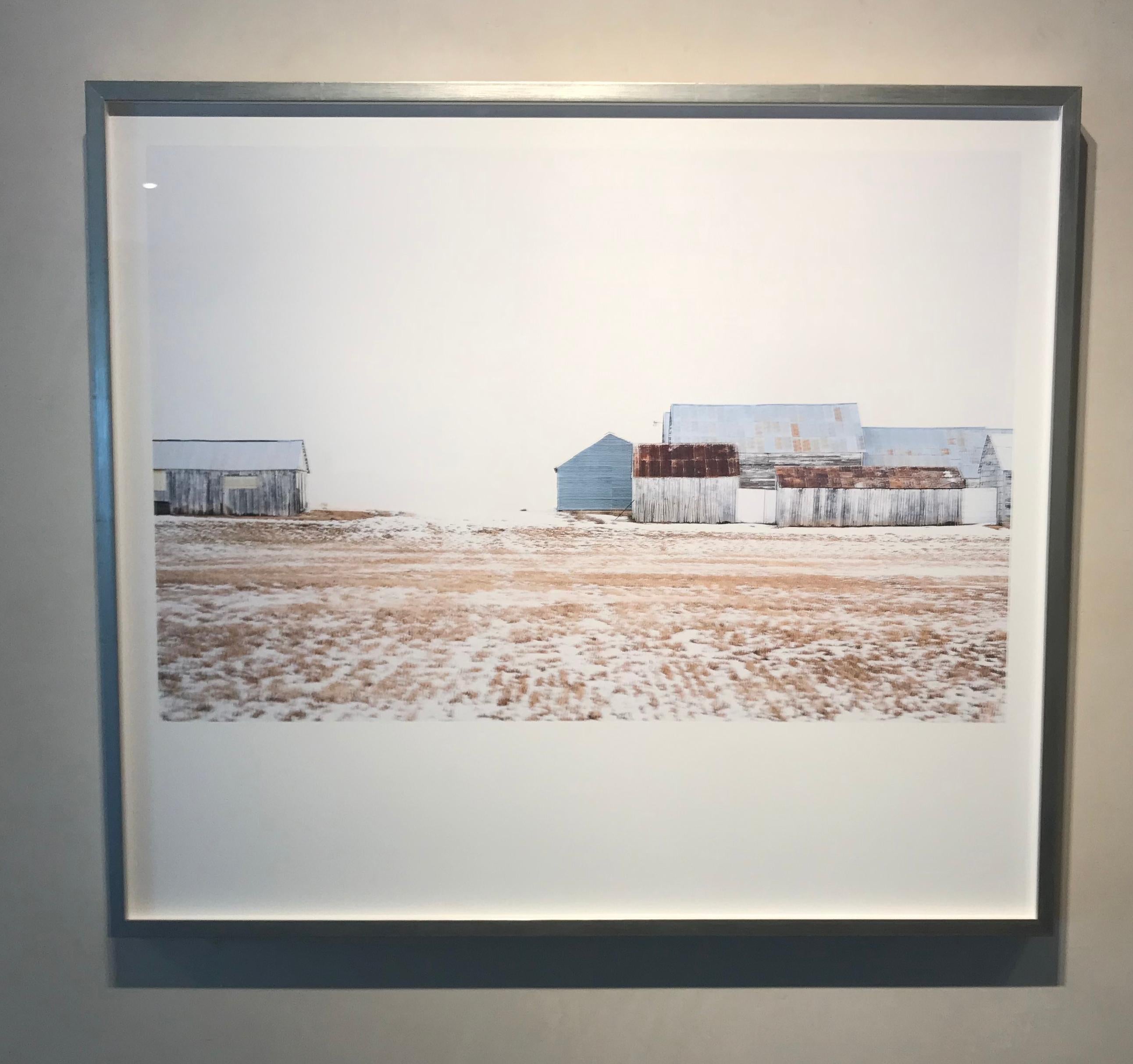 Barns I- color photograph of agricultural building in Idaho framed - Photograph by Wendel Wirth