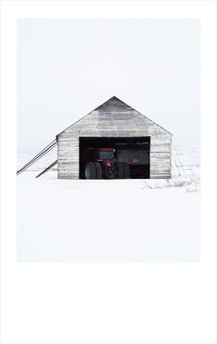 White Barn I- color photograph of agricultural building in Idaho framed