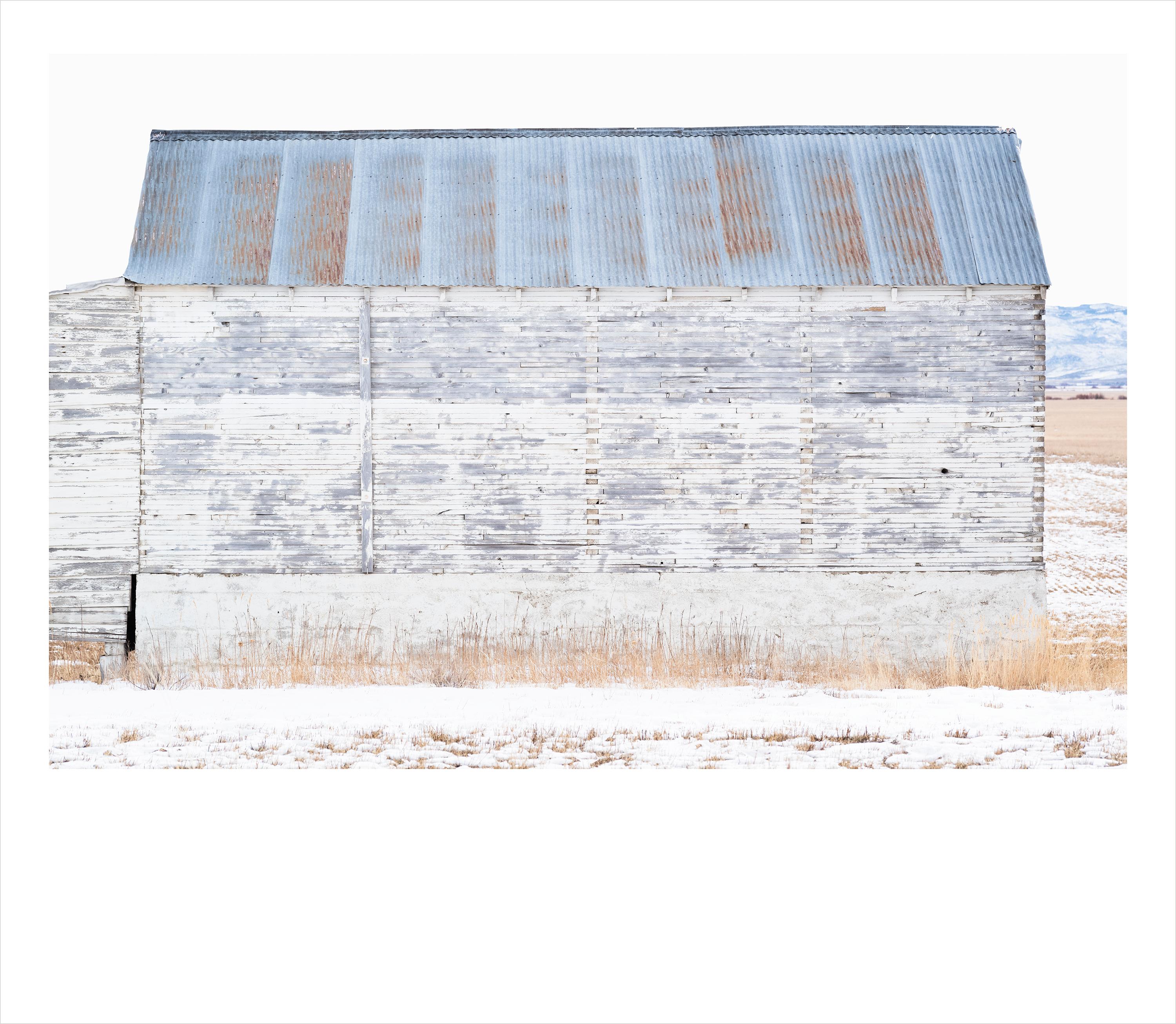 Wendel Wirth Color Photograph - White Barn II- minimalist photograph of barn in shades of white 