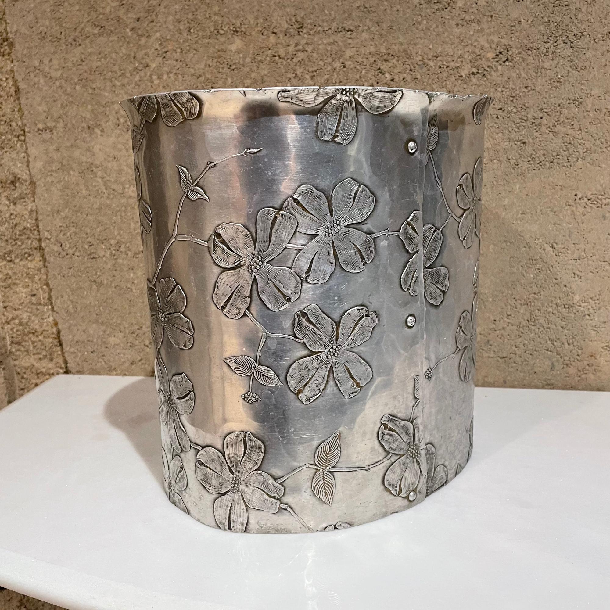 Wendell August Forge Pretty Dogwood Waste Basket Hammered Aluminum Grove City PA 1