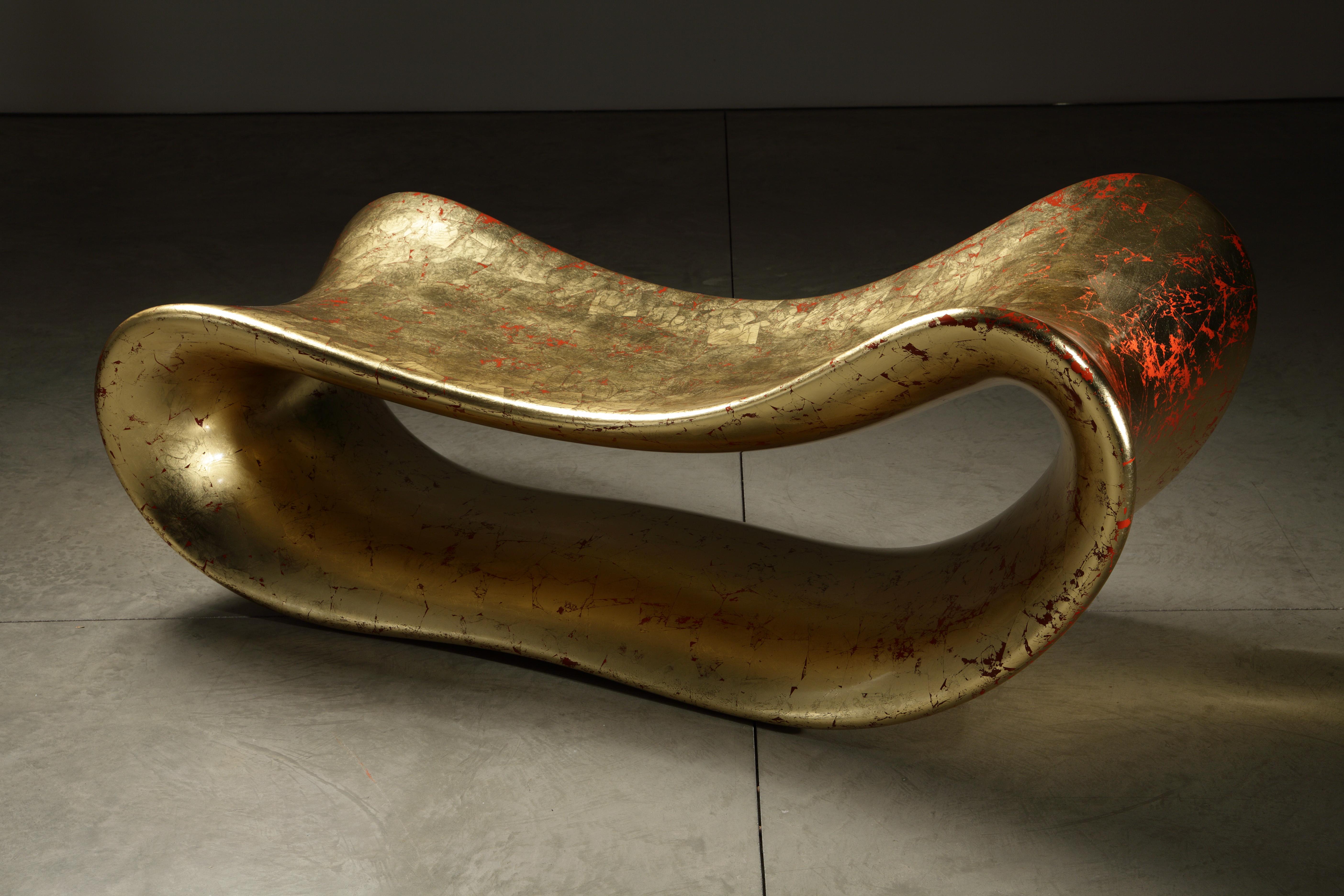Wendell Castle [American, 1932-2018]
Calamari bench, 2010
Fiberglass with gilding
Measures: 23.5 x 55 x 22.5 inches
59.7 x 139.7 x 57.2 cm

Born in Kansas, Wendell Castle (1932-2018) received a B.F.A. from the University of Kansas in