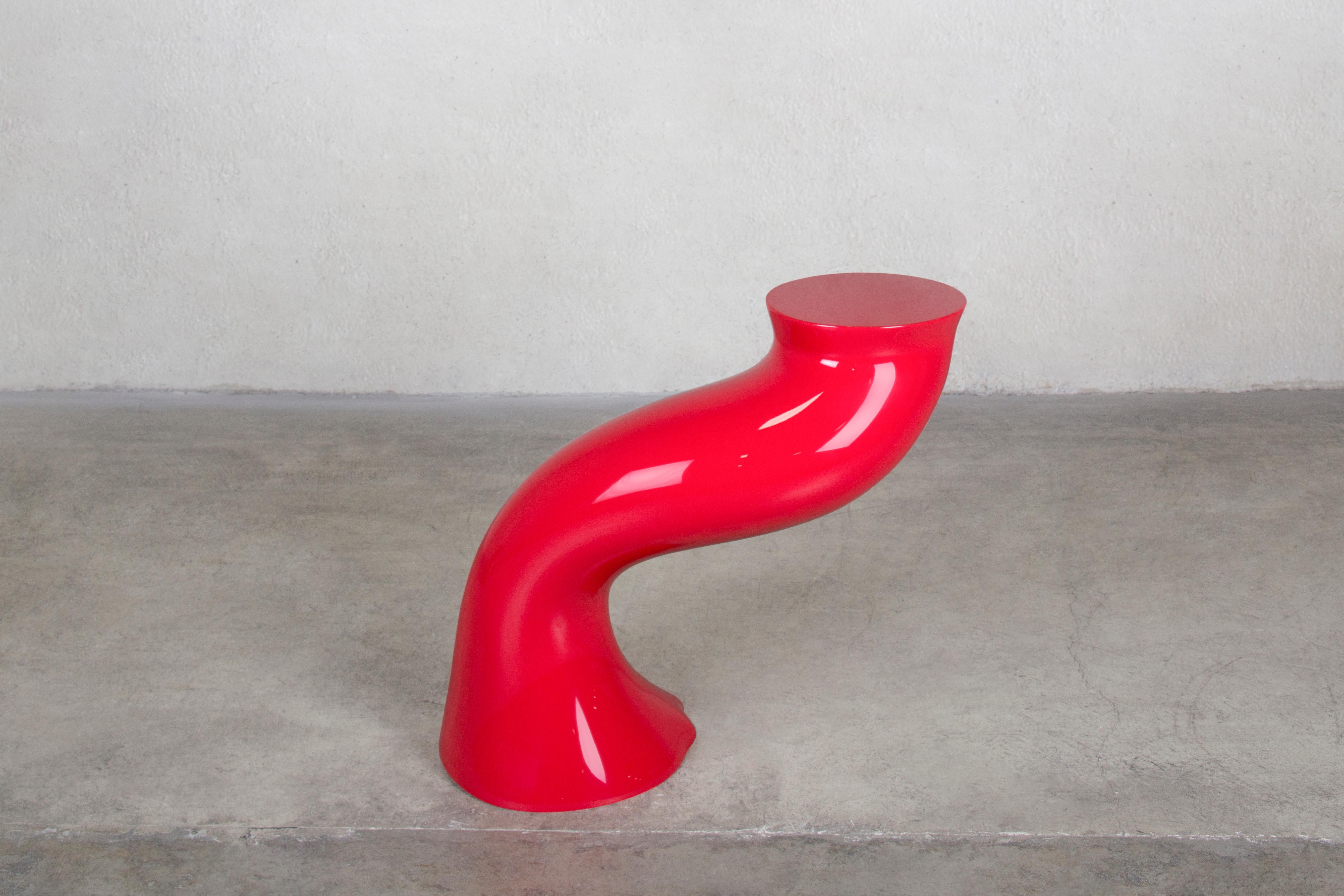 American Wendell Castle, Curving Table No. 8, Red, Fiberglass, circa 1969