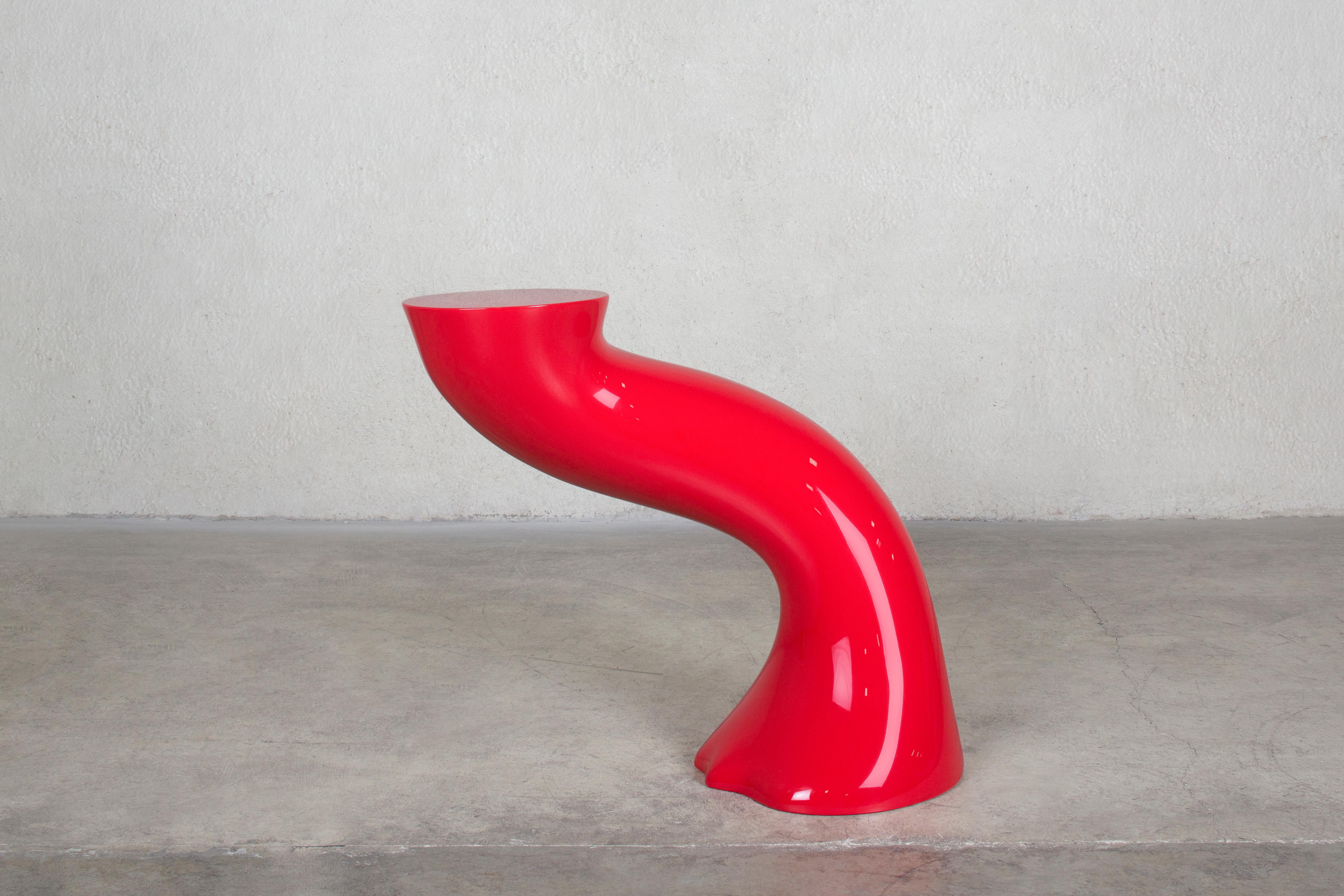 Wendell Castle, Curving Table No. 8, Red, Fiberglass, circa 1969 In Excellent Condition In New York, NY