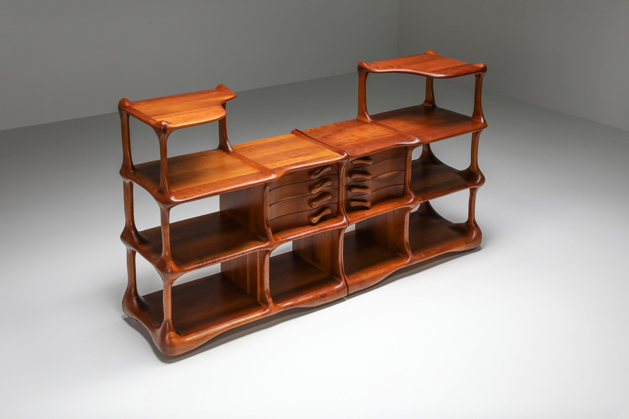 American Craftsman Wendell Castle Inspired Open Storage by Charles Fisher and Howard Osinski USA