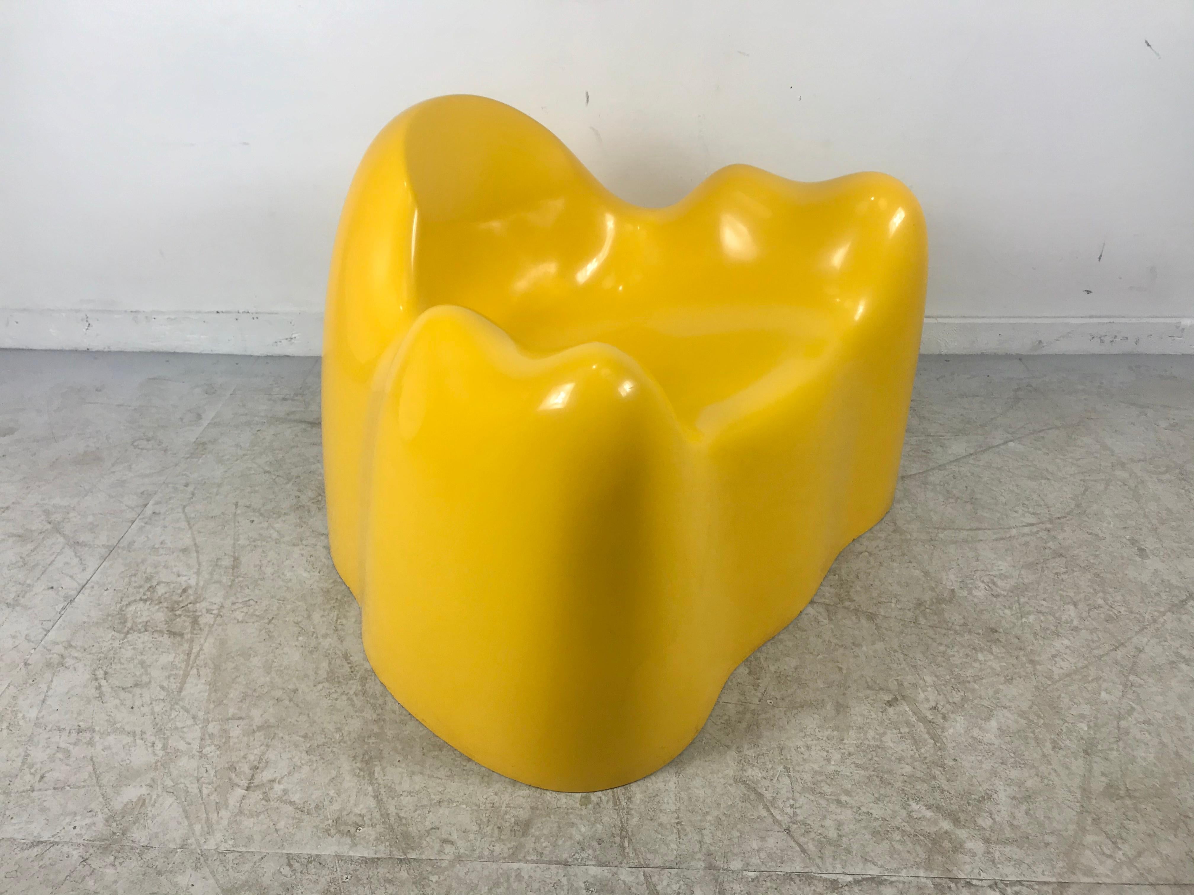 American Wendell Castle Molar Chair, Yellow Gel Coat Fiberglass, 1969