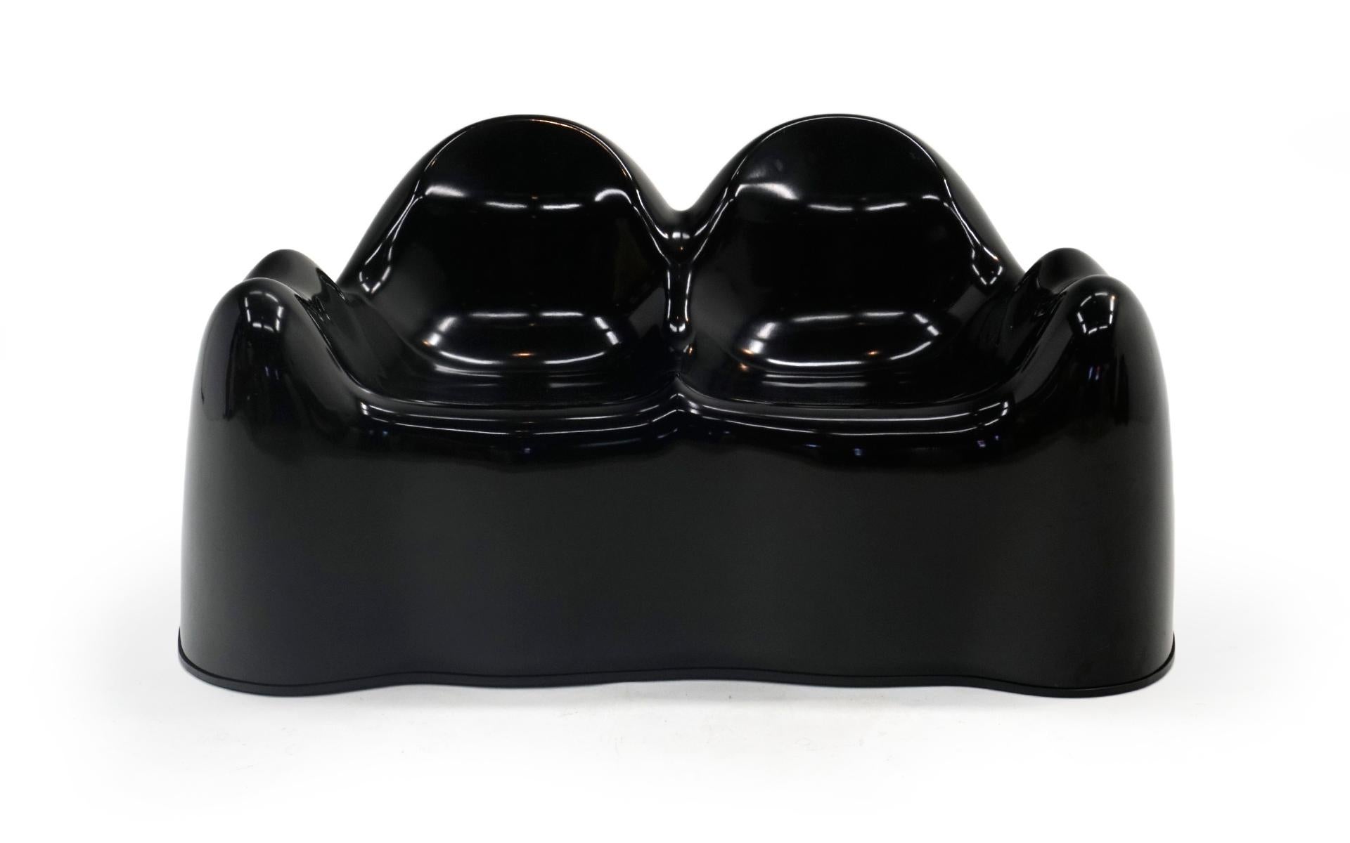 American Wendell Castle Molar Settee and Pair of Chairs, Original Black Gel Coat Finish
