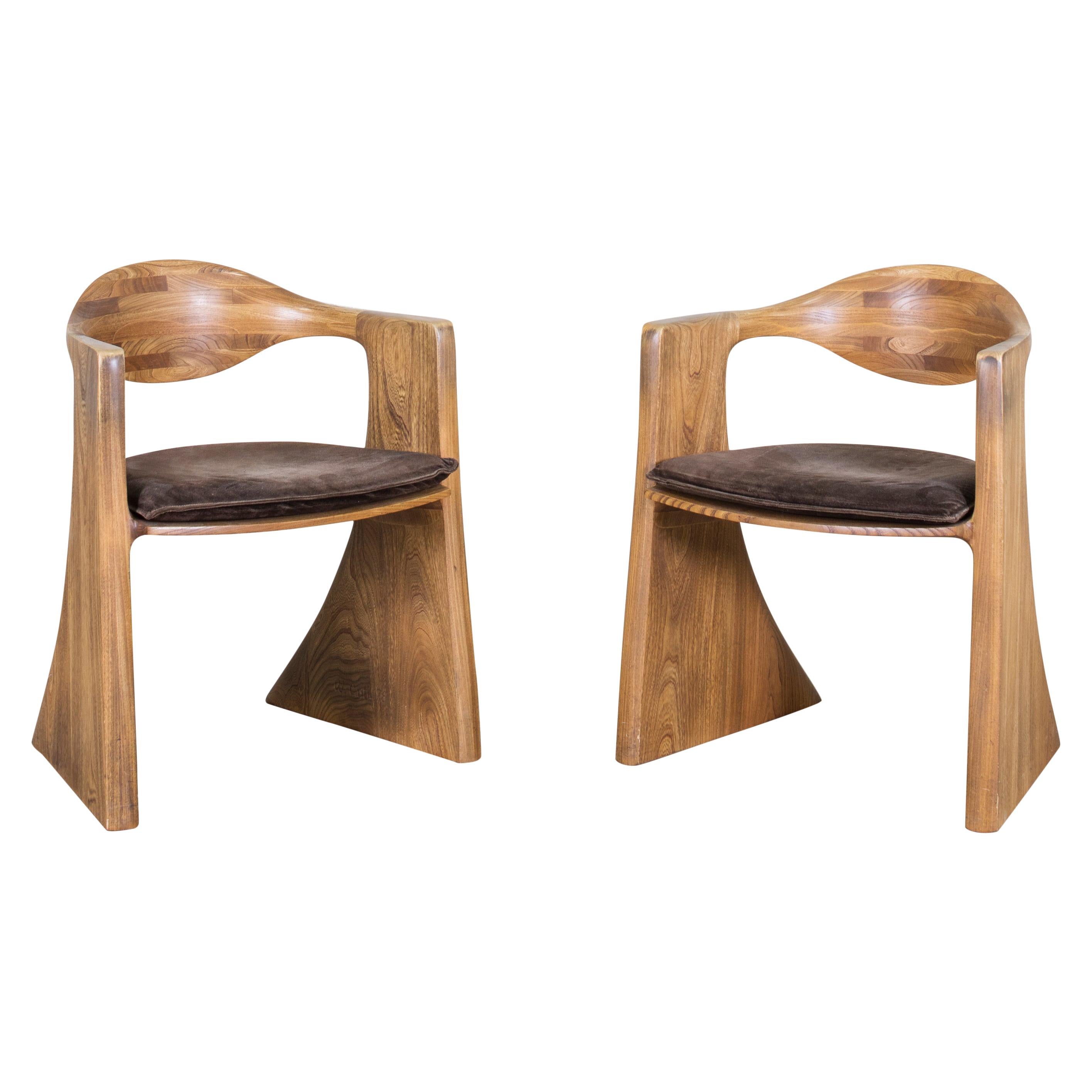 Wendell Castle, Pair of Armchairs, Walnut, 1978