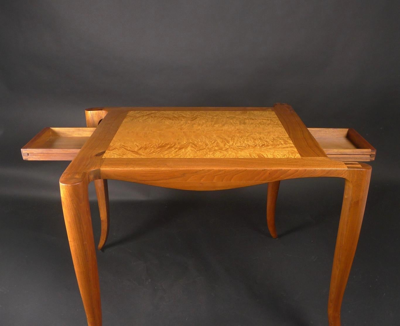Wendell Castle, Rare Games Table, Walnut & Curly Maple, initialled & dated 1974 For Sale 2