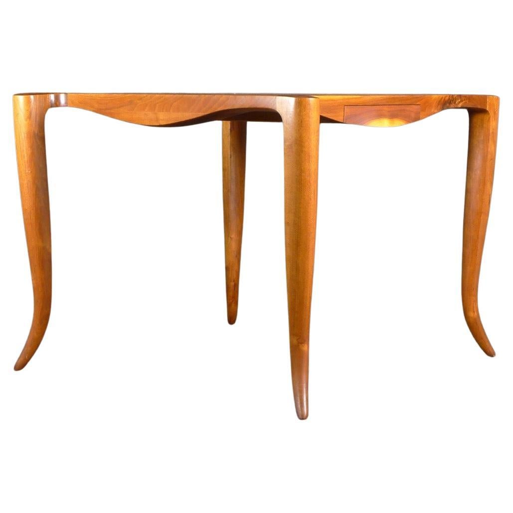 Wendell Castle, Rare Games Table, Walnut & Curly Maple, initialled & dated 1974 For Sale