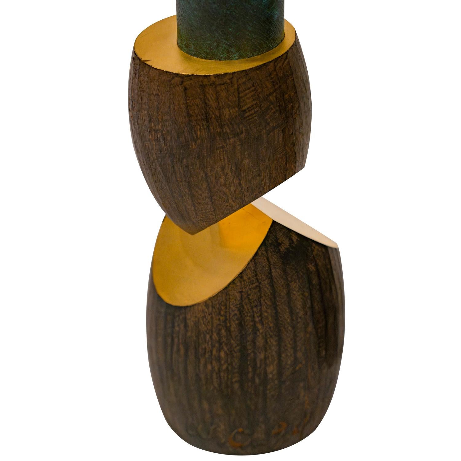 Moderno Rara coppia di portacandele Wendell Castle con foglia d'oro 1990 (firmata e datata) in vendita