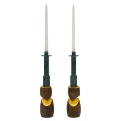 Wendell Castle rare paire de bougeoirs avec feuille d'or 1990 (signé et daté)