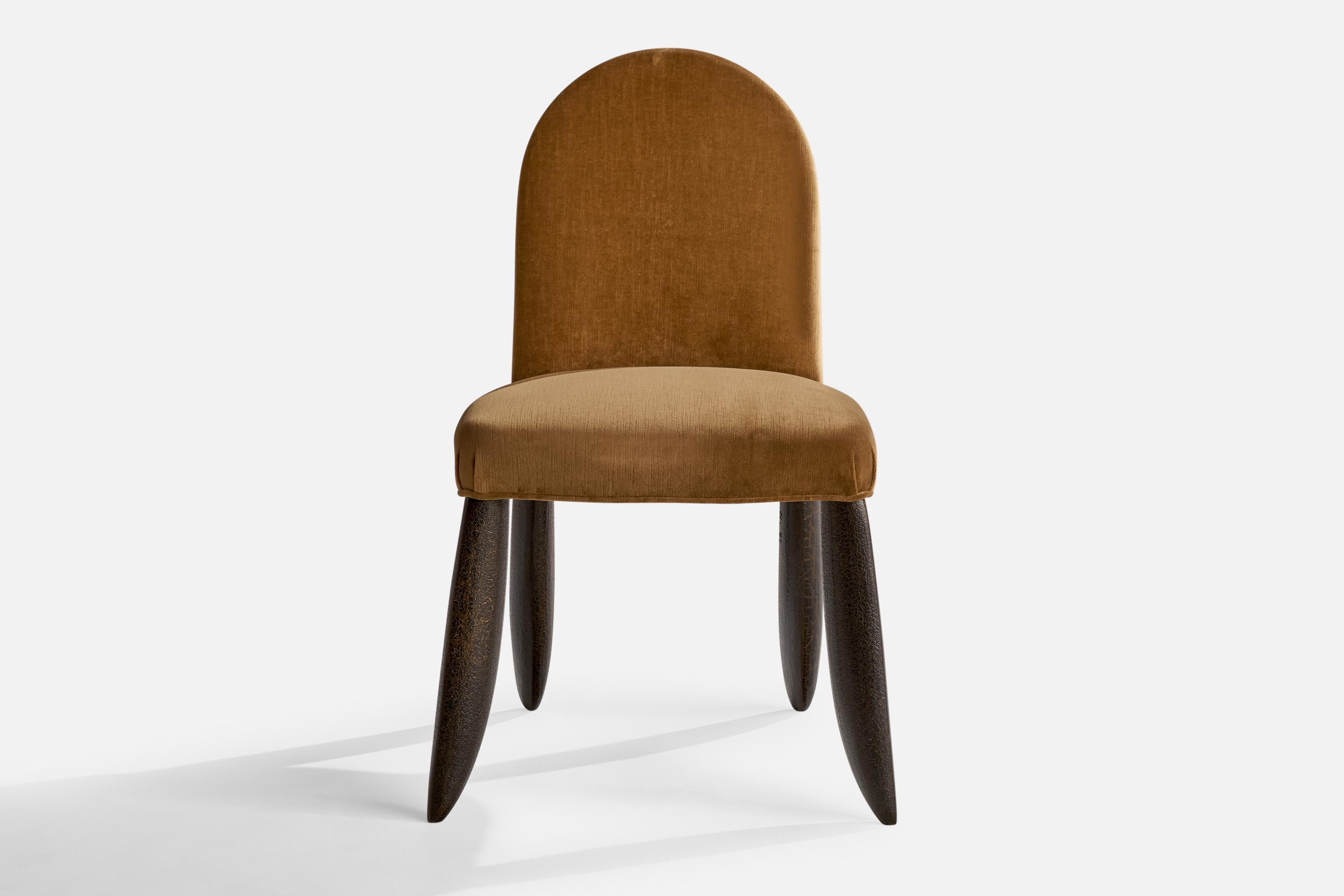 Wendell Castle, Side Chair, Mahogany, Velvet, USA, 1997 In Good Condition For Sale In High Point, NC