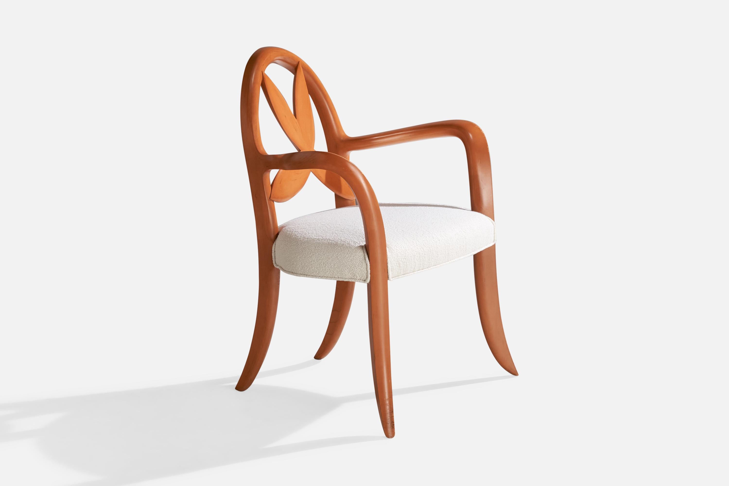 A cherry, poplar and white fabric 