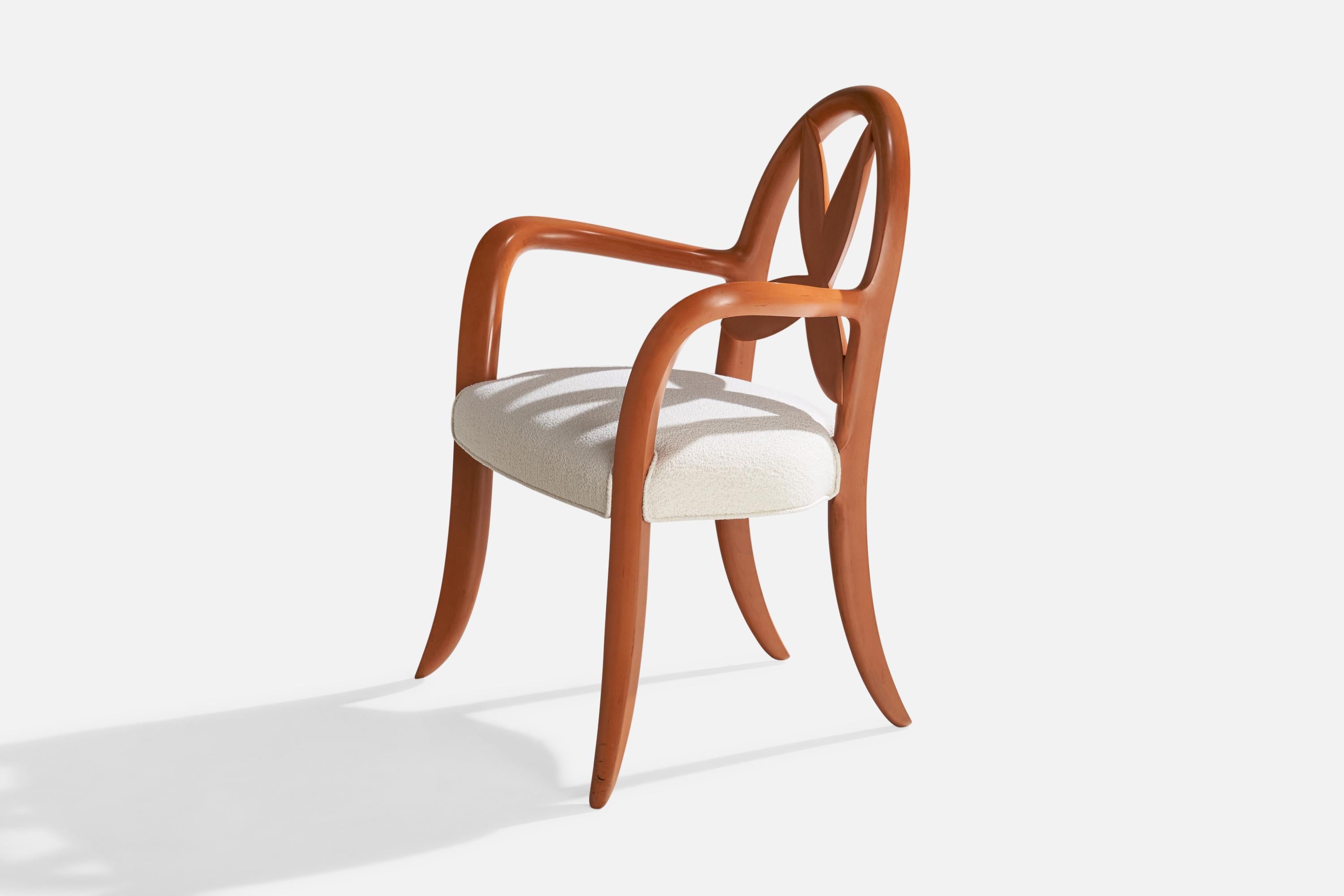 Wendell Castle, Springborn Armchair, Cherry, Poplar, Fabric, USA, 1993 In Good Condition For Sale In High Point, NC