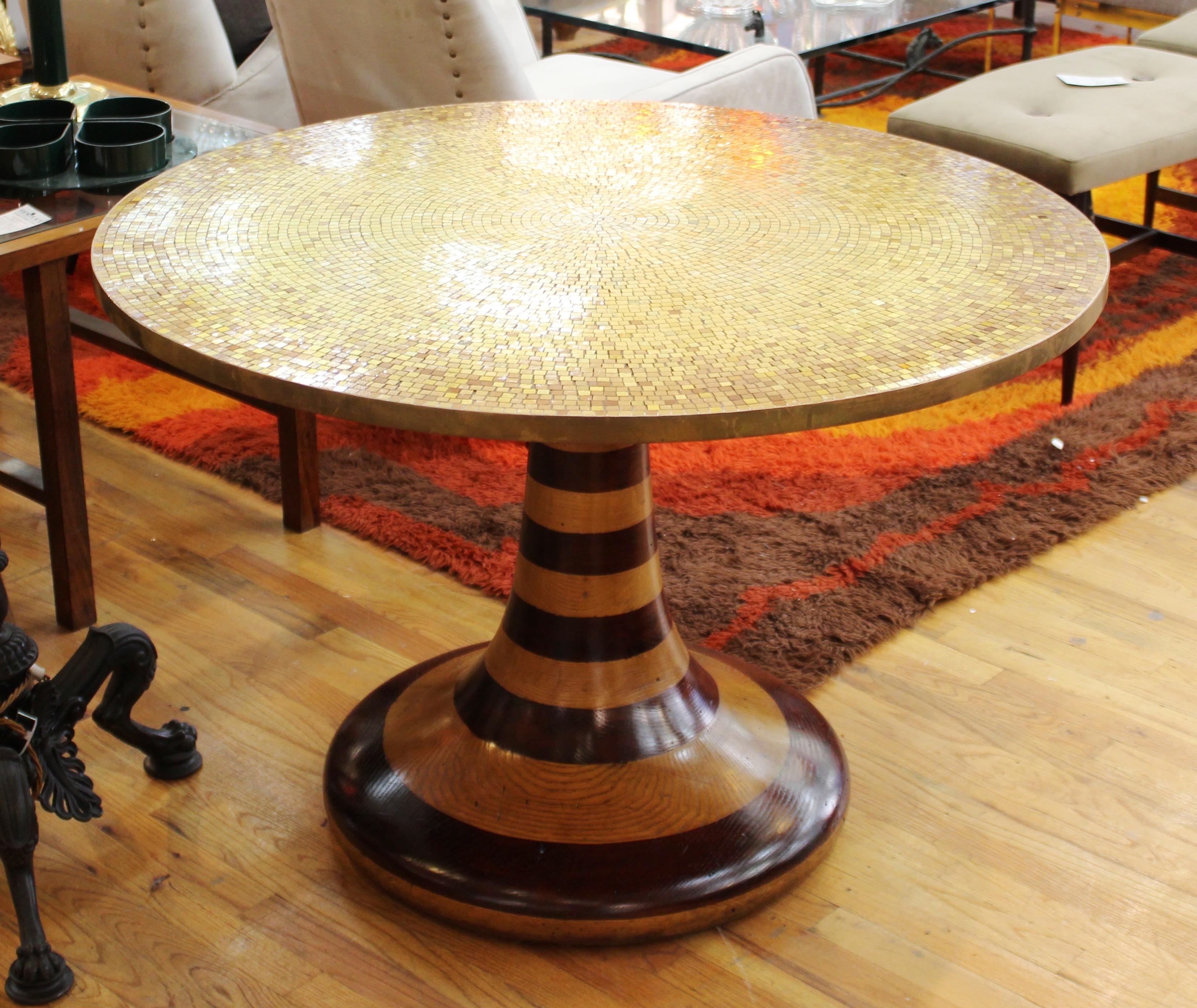 20th Century Wendell Castle Style Mid-Century Modern Center Table with Gold Mosaic Top