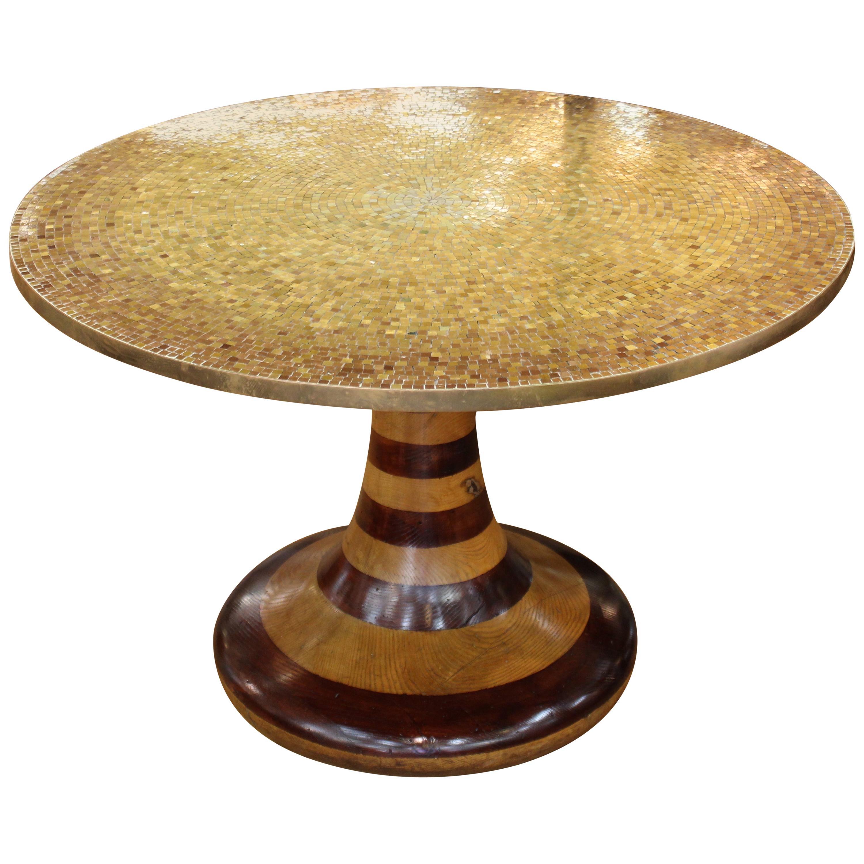 Wendell Castle Style Mid-Century Modern Center Table with Gold Mosaic Top