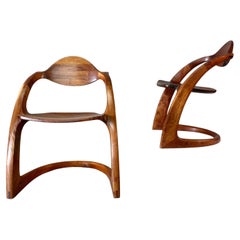 Wendell Castle Zephyr Armchairs, Walnut & Curly Maple, 1976