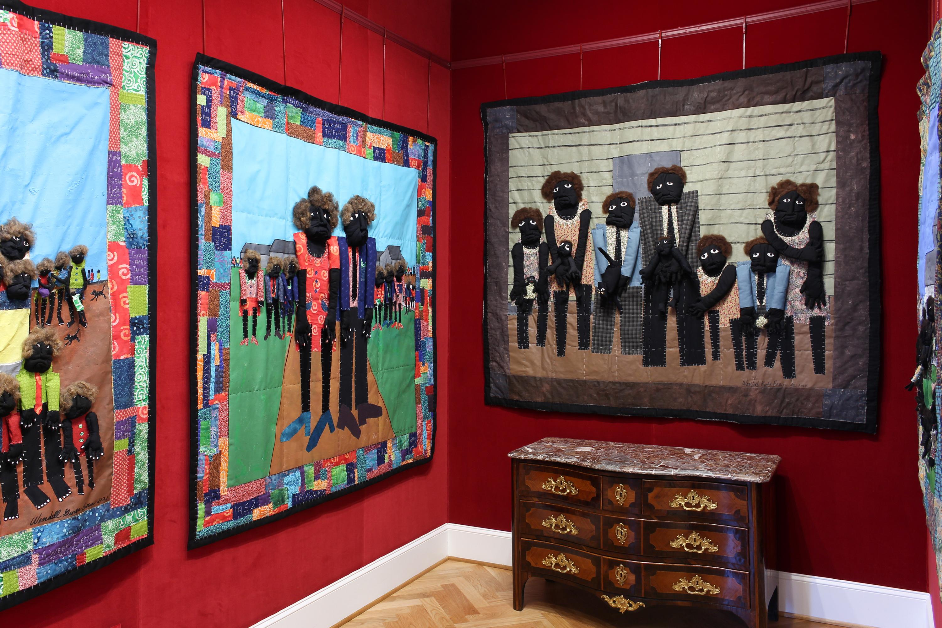 Columbia, South Carolina-based artist, Wendell George Brown creates quilts that explore the traditions of African American quilt-making and Negro Spirituals. After finding a hymnal book that belonged to his maternal grandmother, “Everlasting Life is