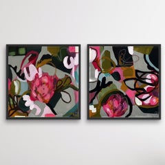Beatrice, Portia, Diptych, original landscape painting, floral art, abstract