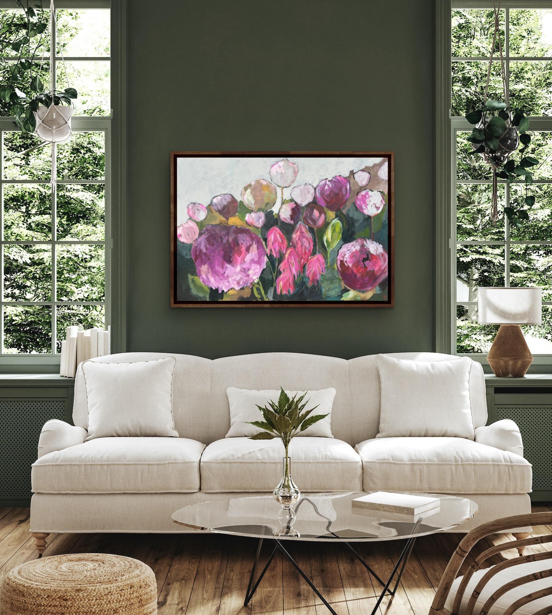 Cordelia, arte floral, arte asequible, arte original, arte rosa, arte abstracto en venta 2
