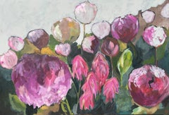 Cordelia, floral art, affordable art, original art, pink art, abstract art