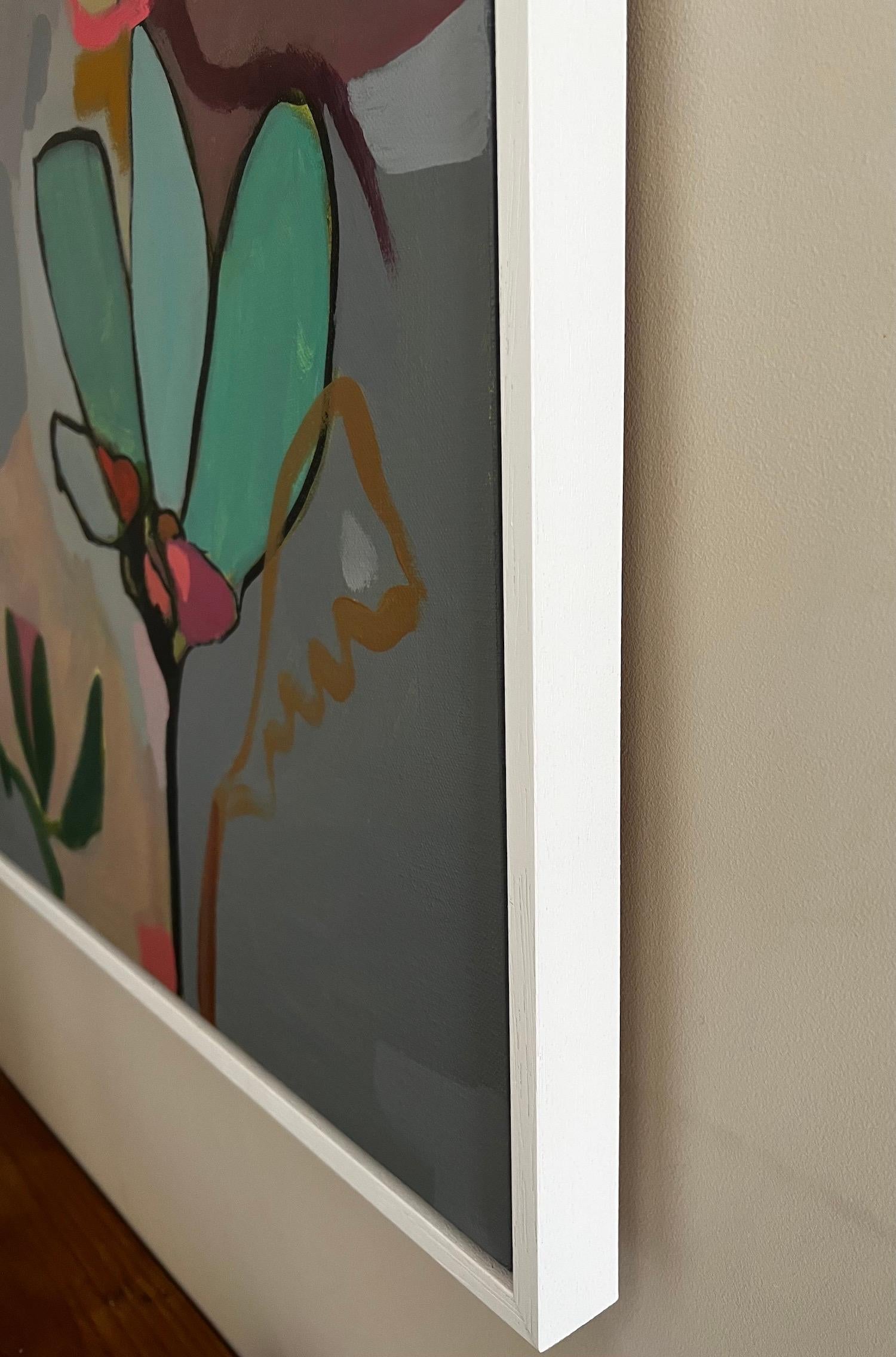 Ofelia, arte floral, arte abstracto, arte asequible, arte original, arte rojo/verde en venta 2