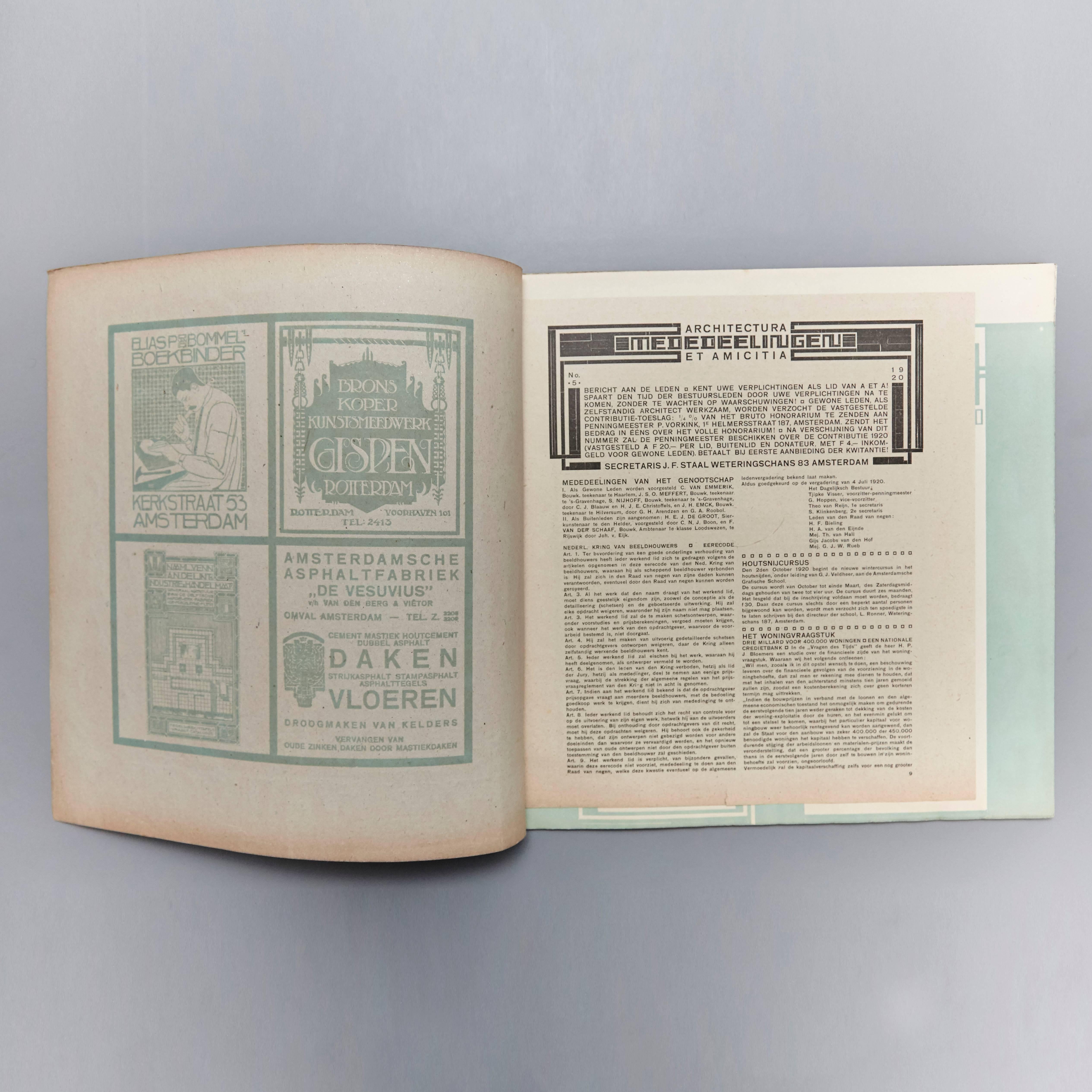 Papier Wendingen, numéro 5, couverture par Josef Cantré, 1920 en vente