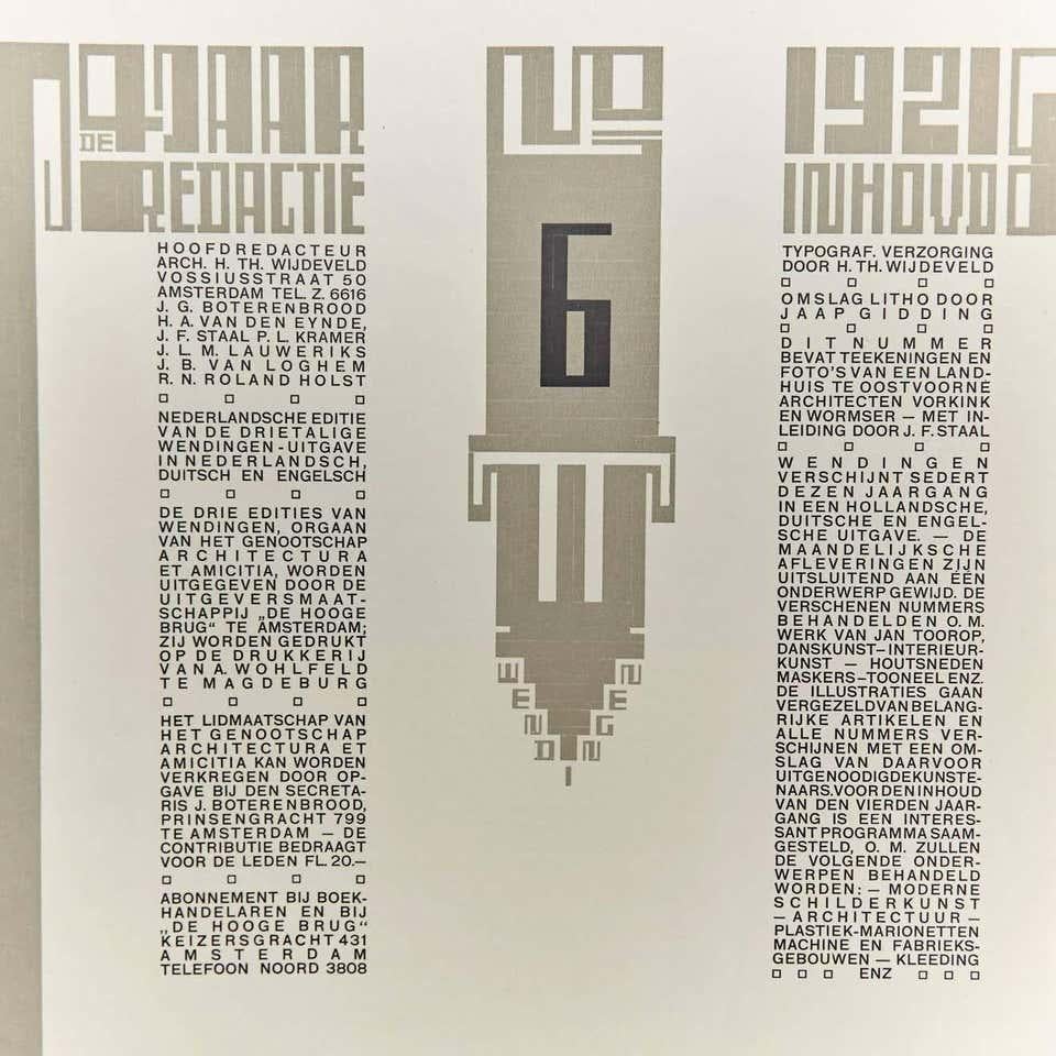 Mid-Century Modern Wendingen, numéro 6, couverture de Jaap Gidding, 1921 en vente