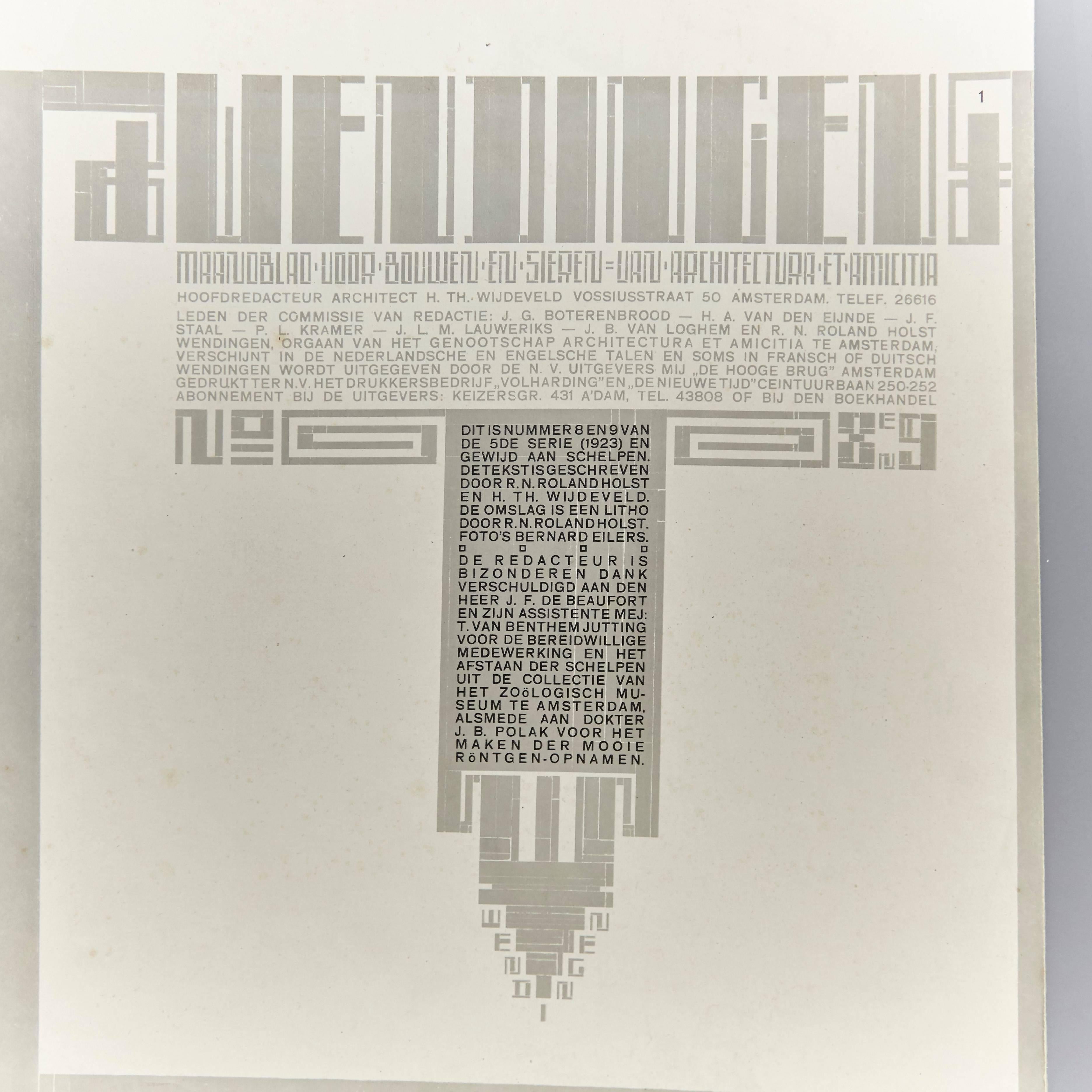 Wendingen, numero 8/9, copertina di R.N. Roland Holst, 1923 In condizioni buone in vendita a Barcelona, ES